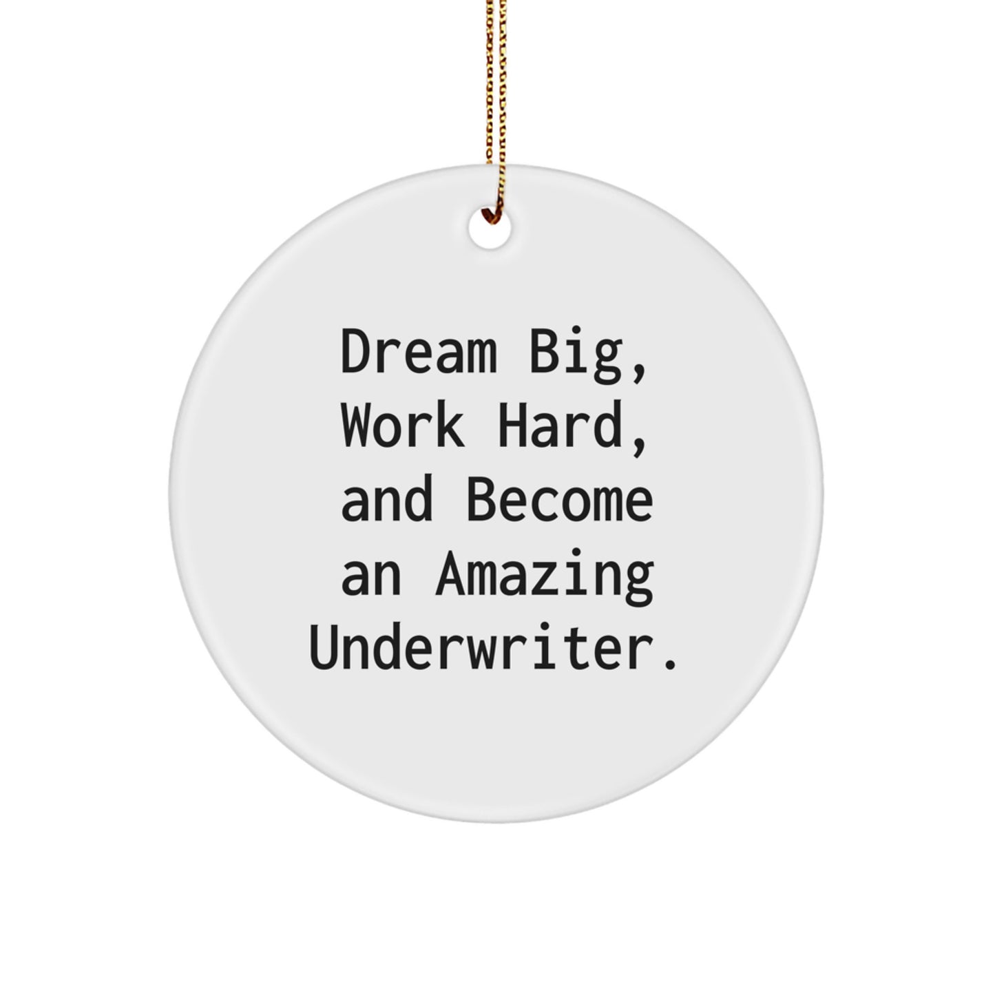 Underwriter Gifts from Men, Women, Friends, or Coworkers for Amazing Underwriters - Funny Christmas Circle Ornament - Dream Big, Work Hard, And Become An Amazing Underwriter. - Image 1