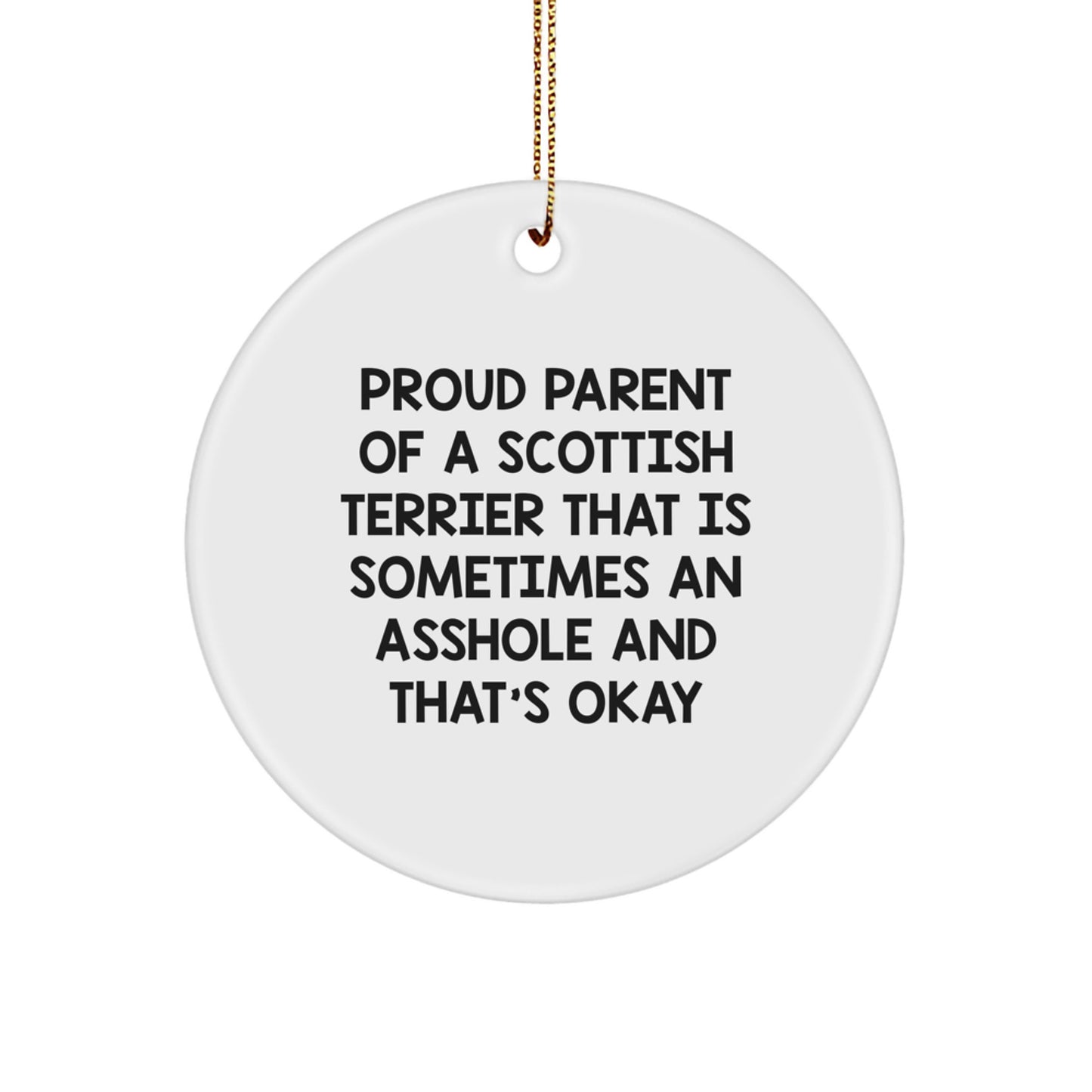 Funny Scottish Terrier Dog Lover Gifts, Circle Ornaments for Christmas Unique Presents from Friends and Family - Image 1