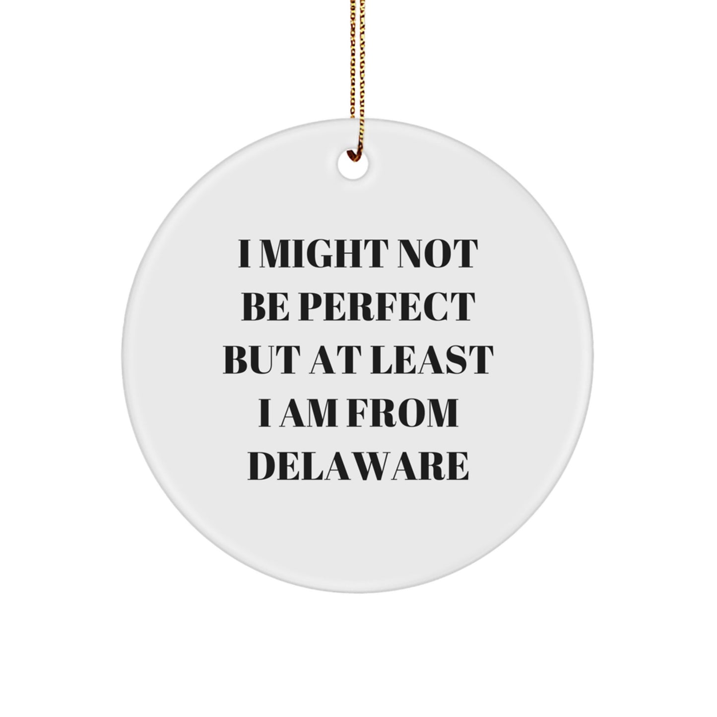 Delaware Gifts from Friends and Family - Circle Ornament with Funny Quote - Christmas Unique Gifts - Image 1