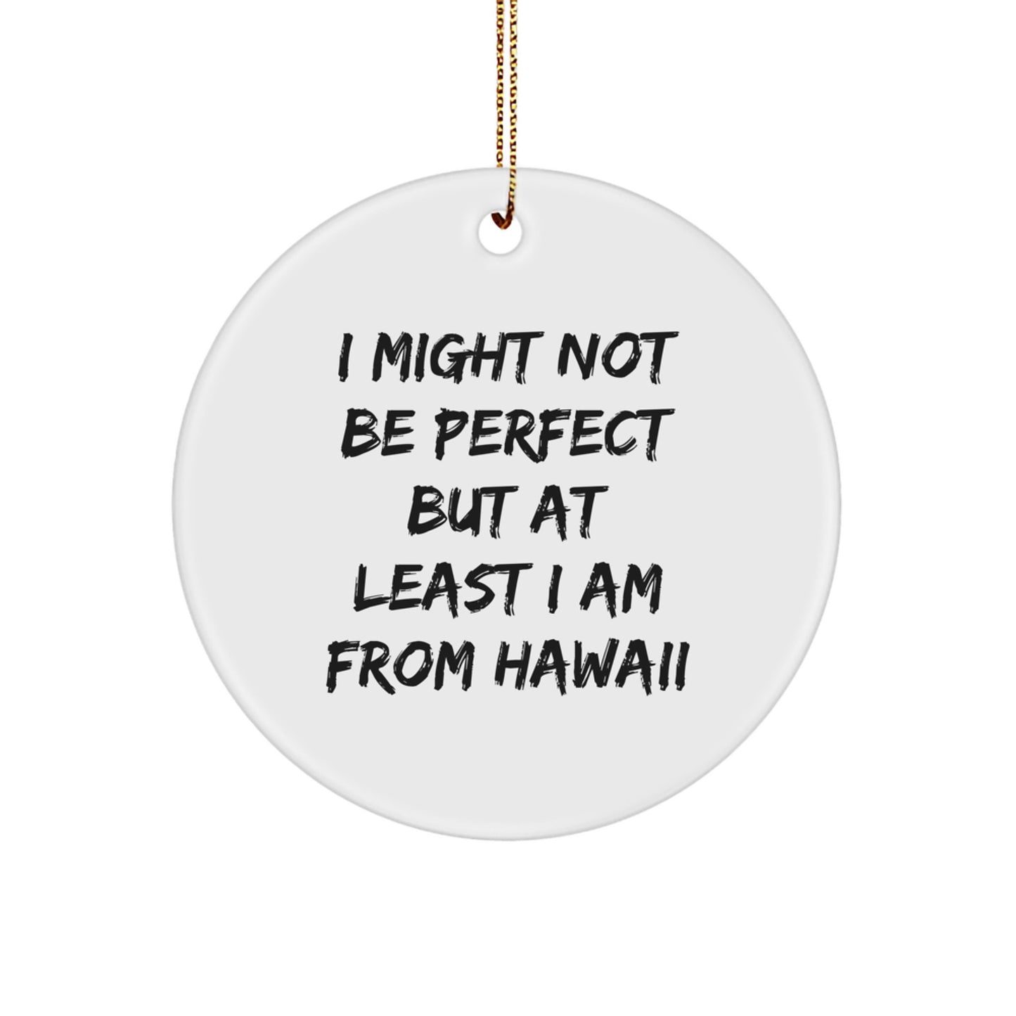 Hawaii Circle Ornament Funny Quotes 'I Might Not Be Perfect But At Least I Am From Hawaii' Gifts for Friends and Family from Hawaii, Unique Christmas Ornament - Image 1