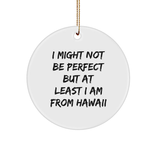 Hawaii Circle Ornament Funny Quotes 'I Might Not Be Perfect But At Least I Am From Hawaii' Gifts for Friends and Family from Hawaii, Unique Christmas Ornament - Image 1