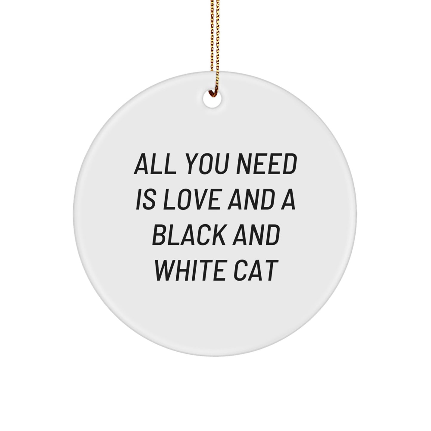 Black and White Cat Lover Gifts from Friends for Black and White Cat, Funny Circle Ornament for Christmas Decorations - Image 1