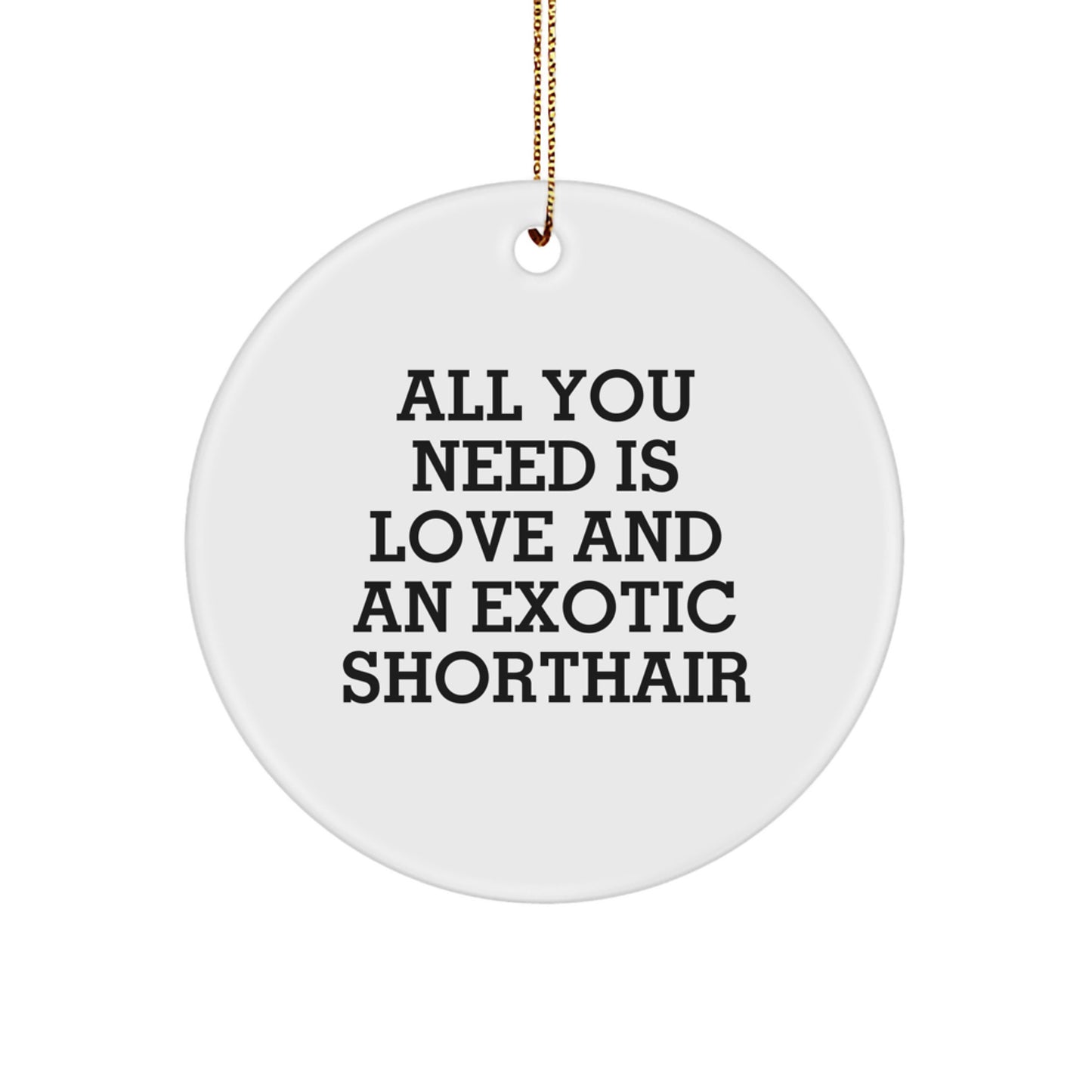 Exotic Shorthair Cat Gifts from Friends - Circle Ornament with Quote 'All You Need Is Love And An Exotic Shorthair' - Christmas Unique Gifts - Image 1