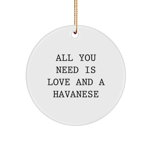 Havanese Dog Lovers Circle Ornament, Gifts from Family Friends Coworkers, 'All You Need Is Love And A Havanese' Quote, Christmas Unique Gifts for Havanese Dog Owners - Image 1