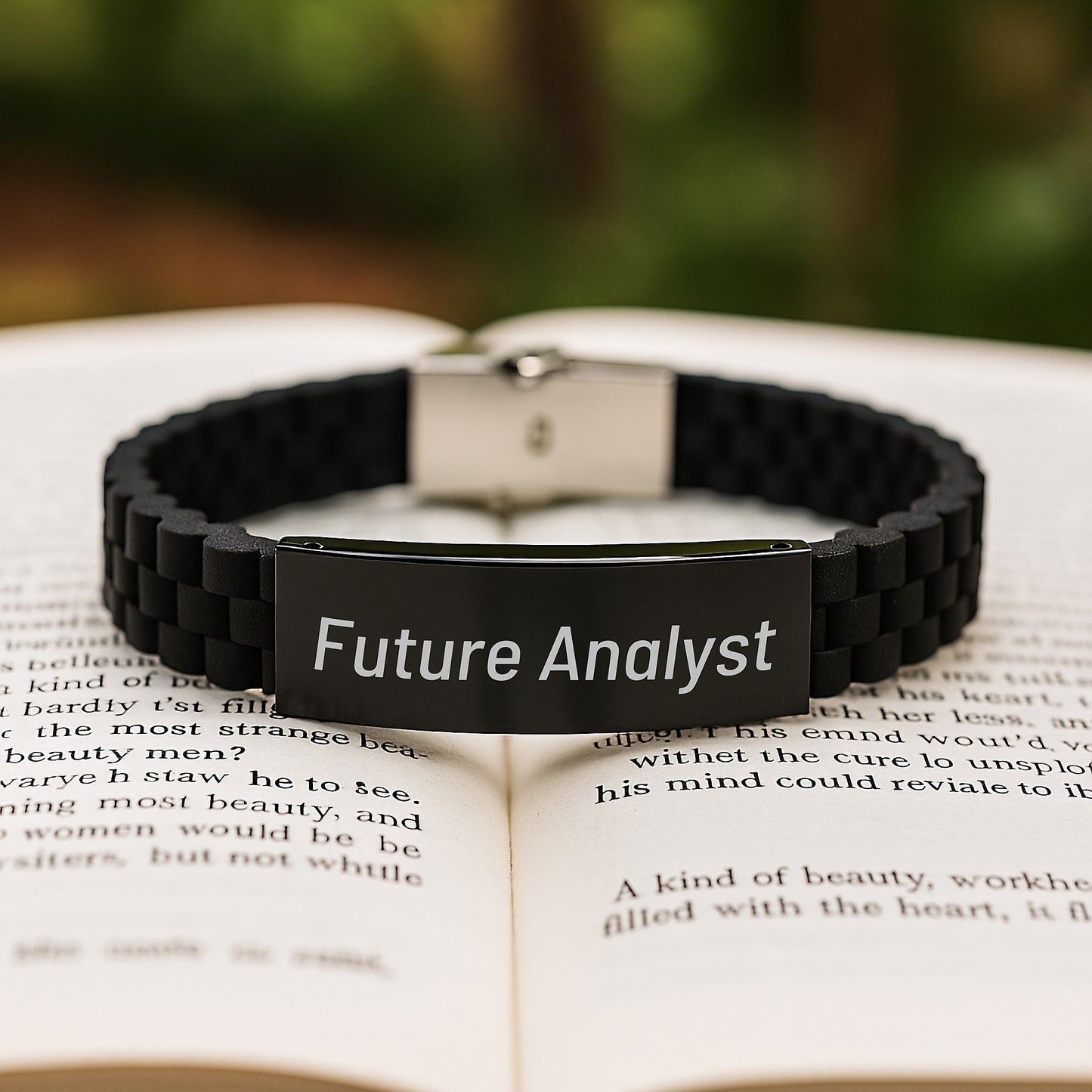 Funny Analyst Gifts Glide lock Clasp Bracelet, Gifts from Friends for Future Analyst, Graduation Unique Gifts, Adjustable Silicone Stainless Steel, Perfect for Men Women Coworkers Family - Image 2