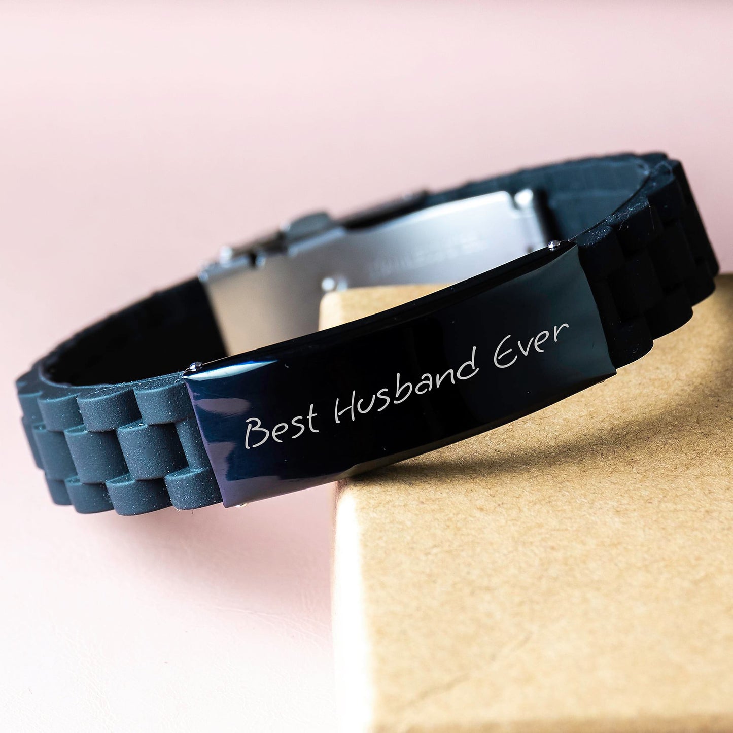 Funny Husband Gifts Best Husband Ever Glide lock Clasp Bracelet for Men Graduation Unique Gifts from Family - Image 3