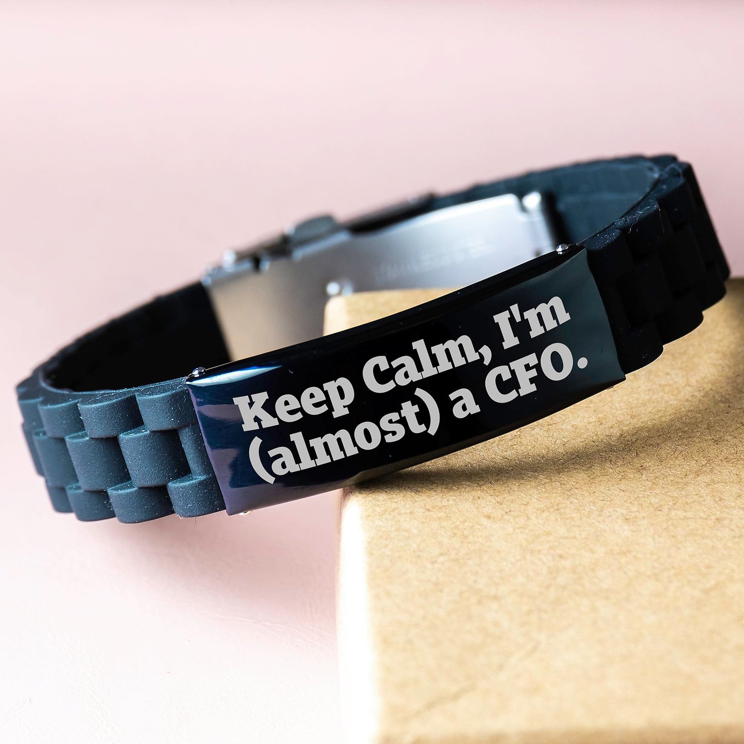 Funny CFO Gifts for Men Women Friends Coworkers Family - Glide lock Clasp Bracelet - Keep Calm I'm (almost) A CFO Christmas Unique Gift - Image 3