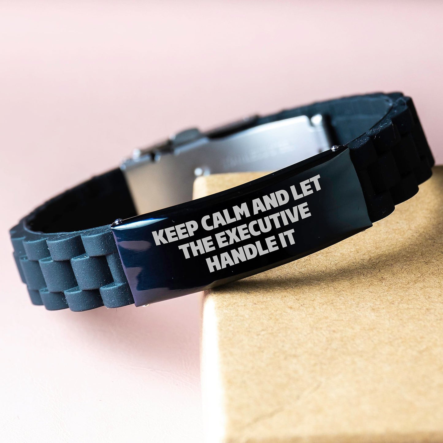 Funny Executive Christmas Unique Gift Ideas, Keep Calm And Let The Executive Handle It, Glide lock Clasp Bracelet for Men, Women, Friends, Coworkers, Family from Executive - Image 3