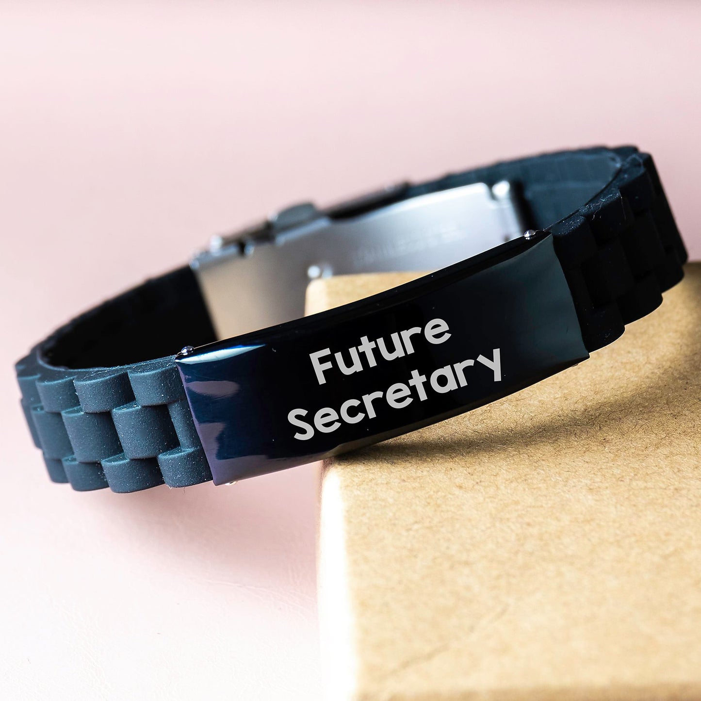 Funny Future Secretary Gifts from Men to Secretary Graduation Unique Inspirational Quotes Glide lock Clasp Bracelet - Image 3