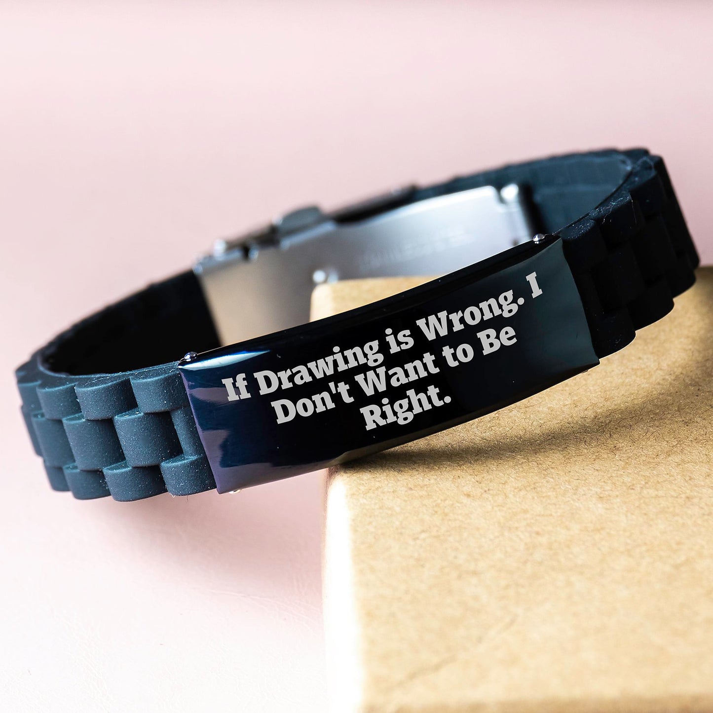 Drawing Inspiration Funny Quote Glide lock Clasp Bracelet Gifts from Friends to Drawing Enthusiasts, 'If Drawing Is Wrong. I Don't Want To Be Right.' for Graduation - Image 3