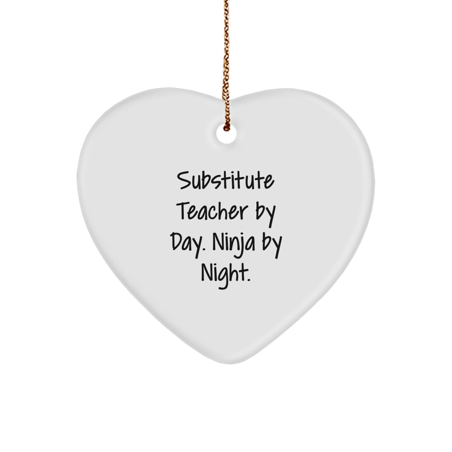 Funny Heart Ornament for Substitute Teacher Gifts from Family - Christmas Unique Gifts for Substitute Teacher Men Women Friends Coworkers - Image 1