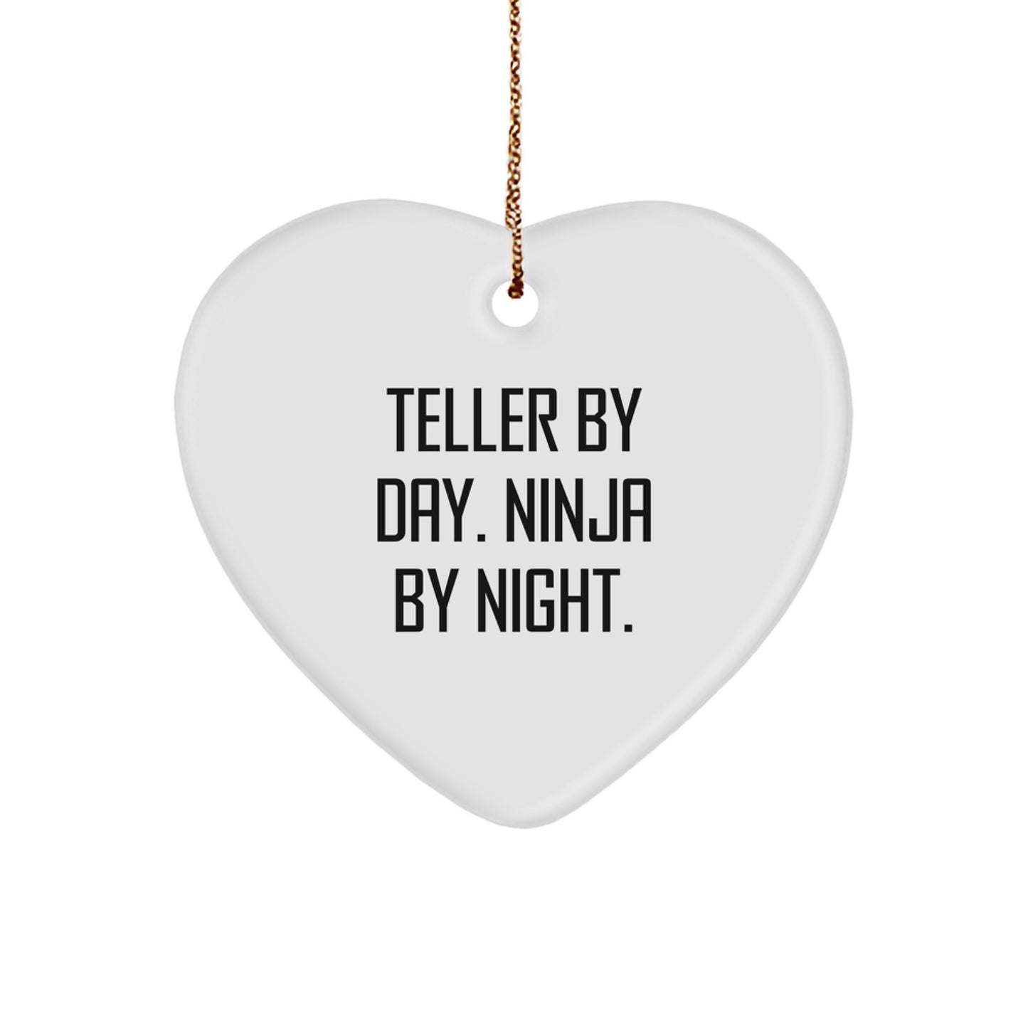 Teller Gifts from Men, Funny Heart Ornaments for Christmas Unique Gifts by Day, Ninja by Night, Heart Ornament for Teller, Friends, Family - Image 1