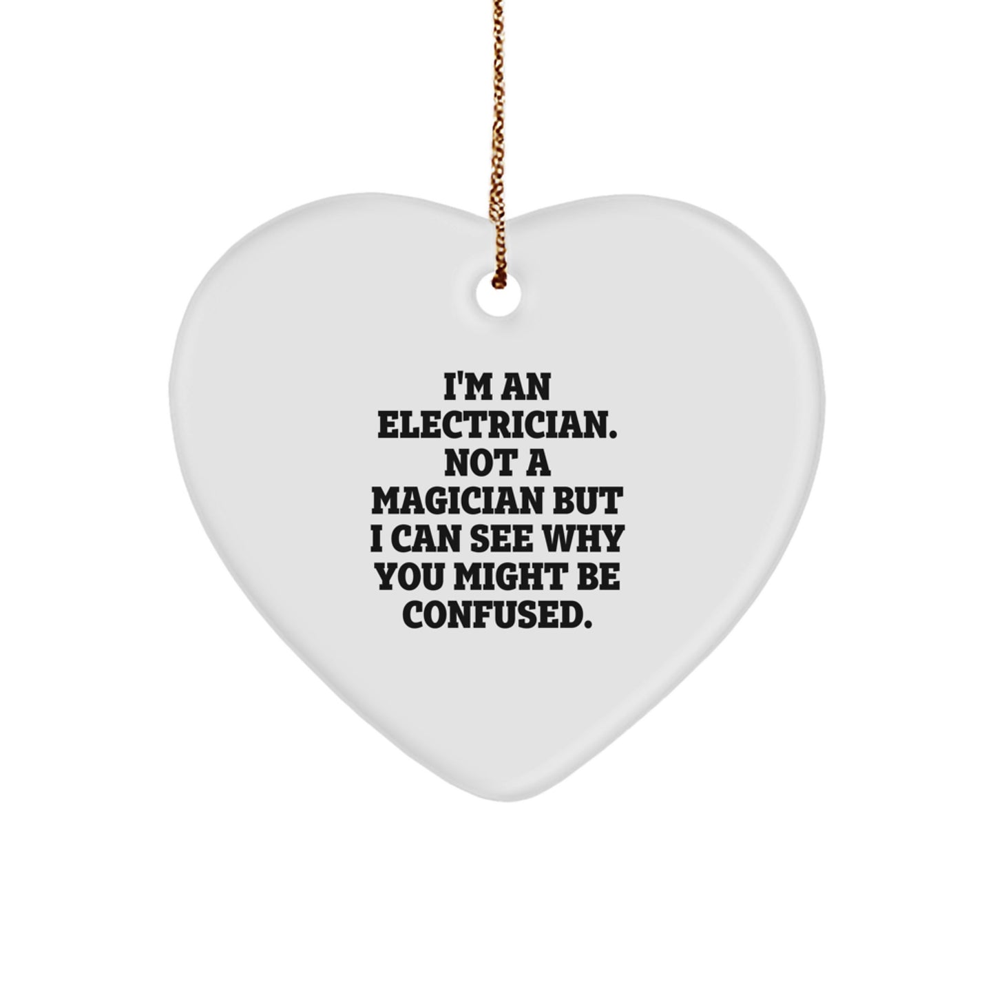 Funny Electrician Gifts from Friends for Men Electrician Christmas Unique Ornaments Heart Shaped White - Image 1