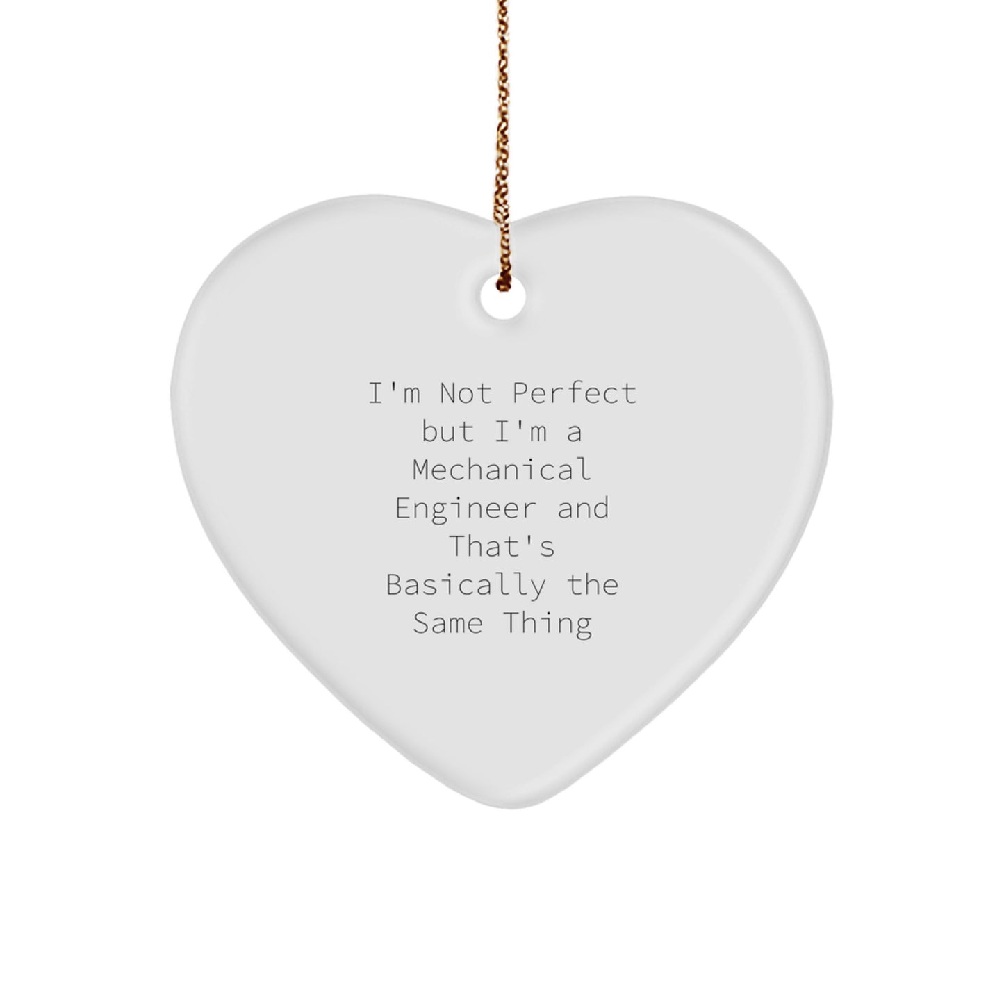 Funny Mechanical Engineer Heart Ornament Gifts from Friends for Men, Christmas Unique Presents with Gold Cord - Image 1