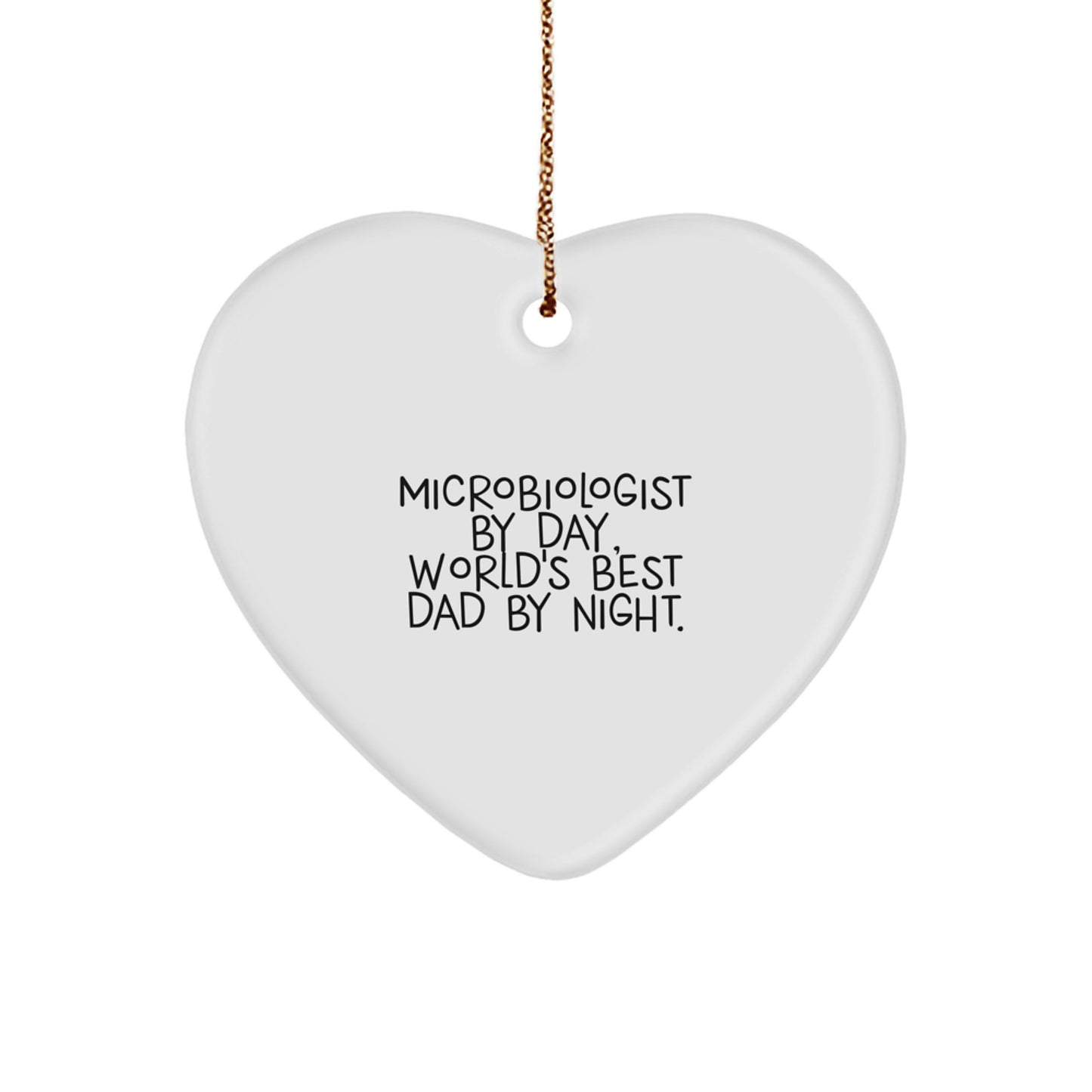 Funny Microbiologist Gifts from Family to Microbiologist, Heart Ornament for Microbiologist By Day, World's Best Dad By Night Christmas Unique Gifts - Image 1