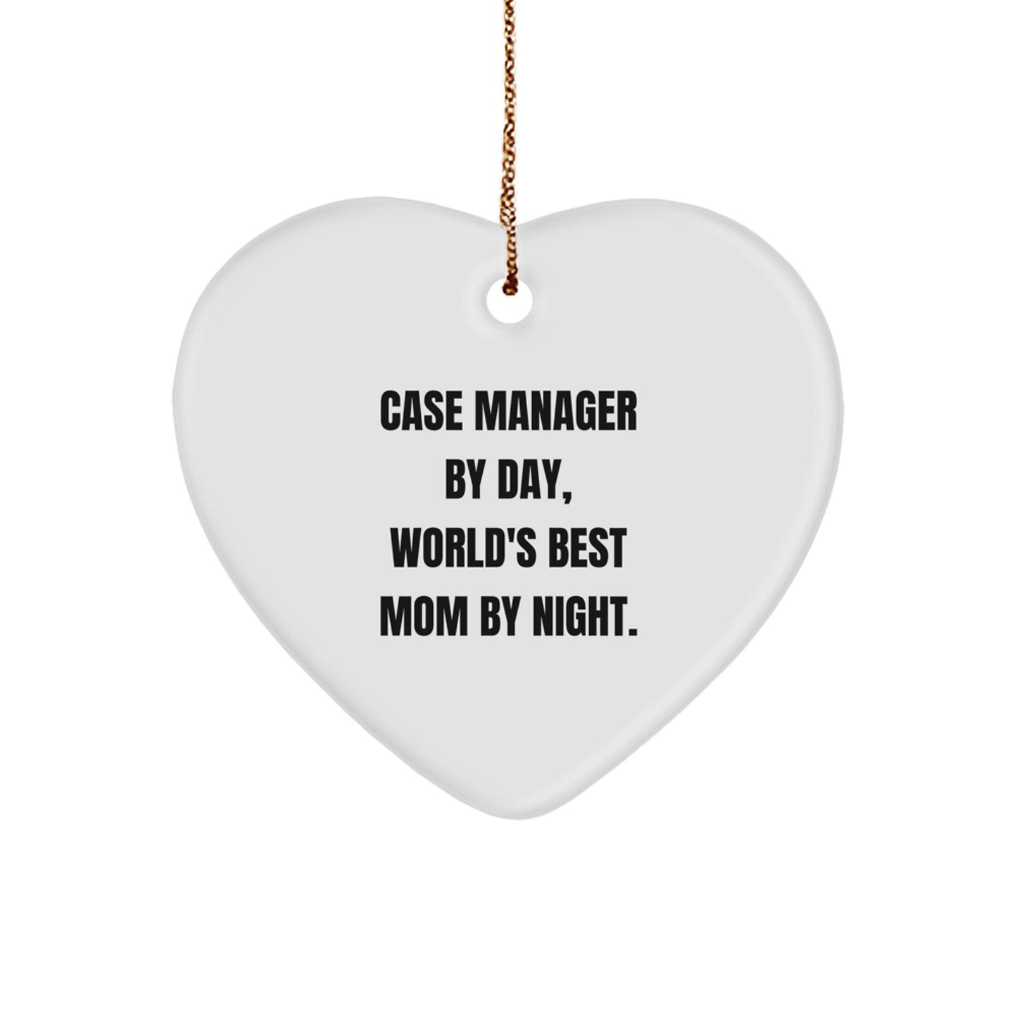 Funny Case Manager Gifts - Heart Ornament for World's Best Mom, Christmas Unique Gifts from Family to Case Manager - Image 1