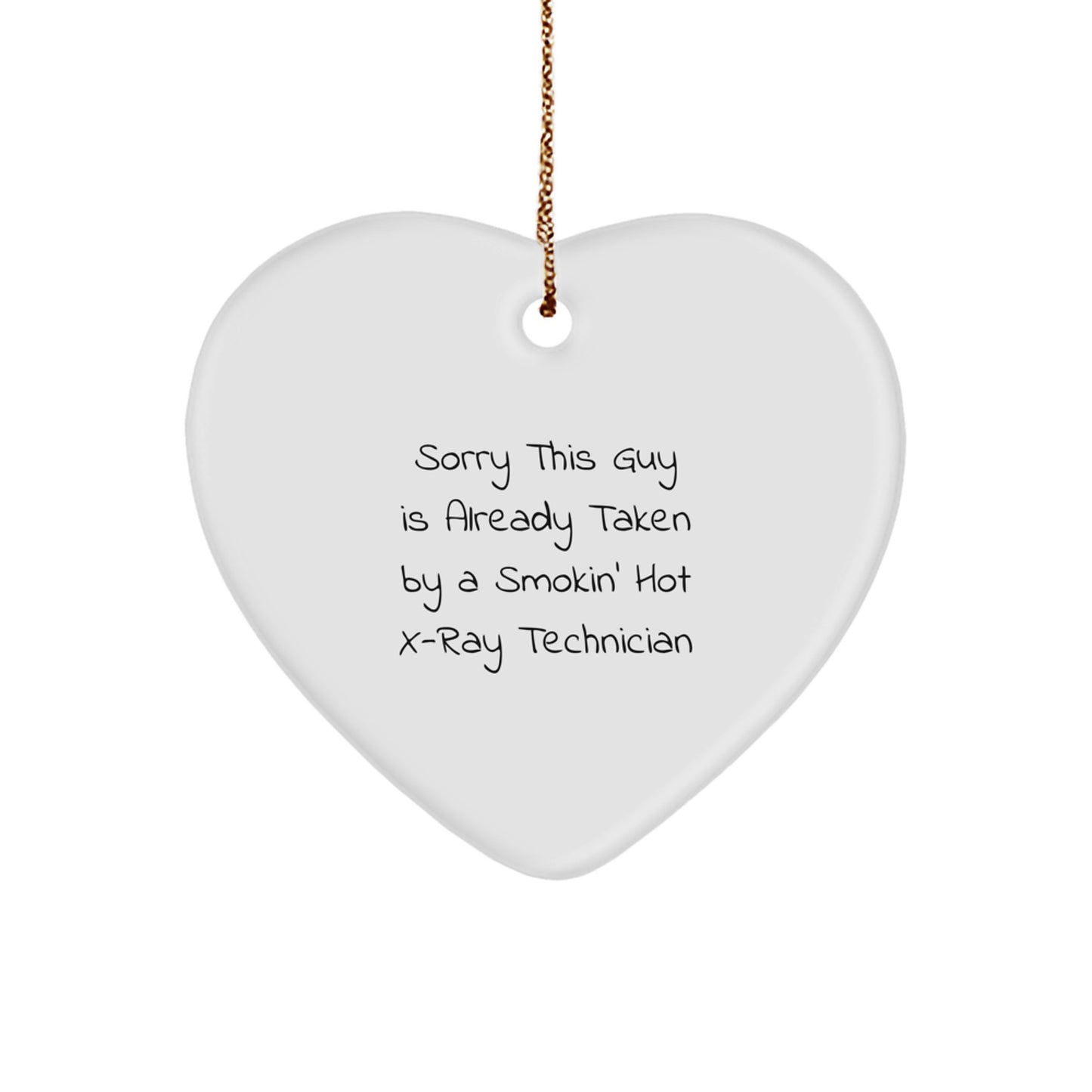 Funny X-Ray Technician Gifts from Friends - Christmas Unique Ornaments for Men - Heart Shaped White MDF with Sublimation Finish - Image 1