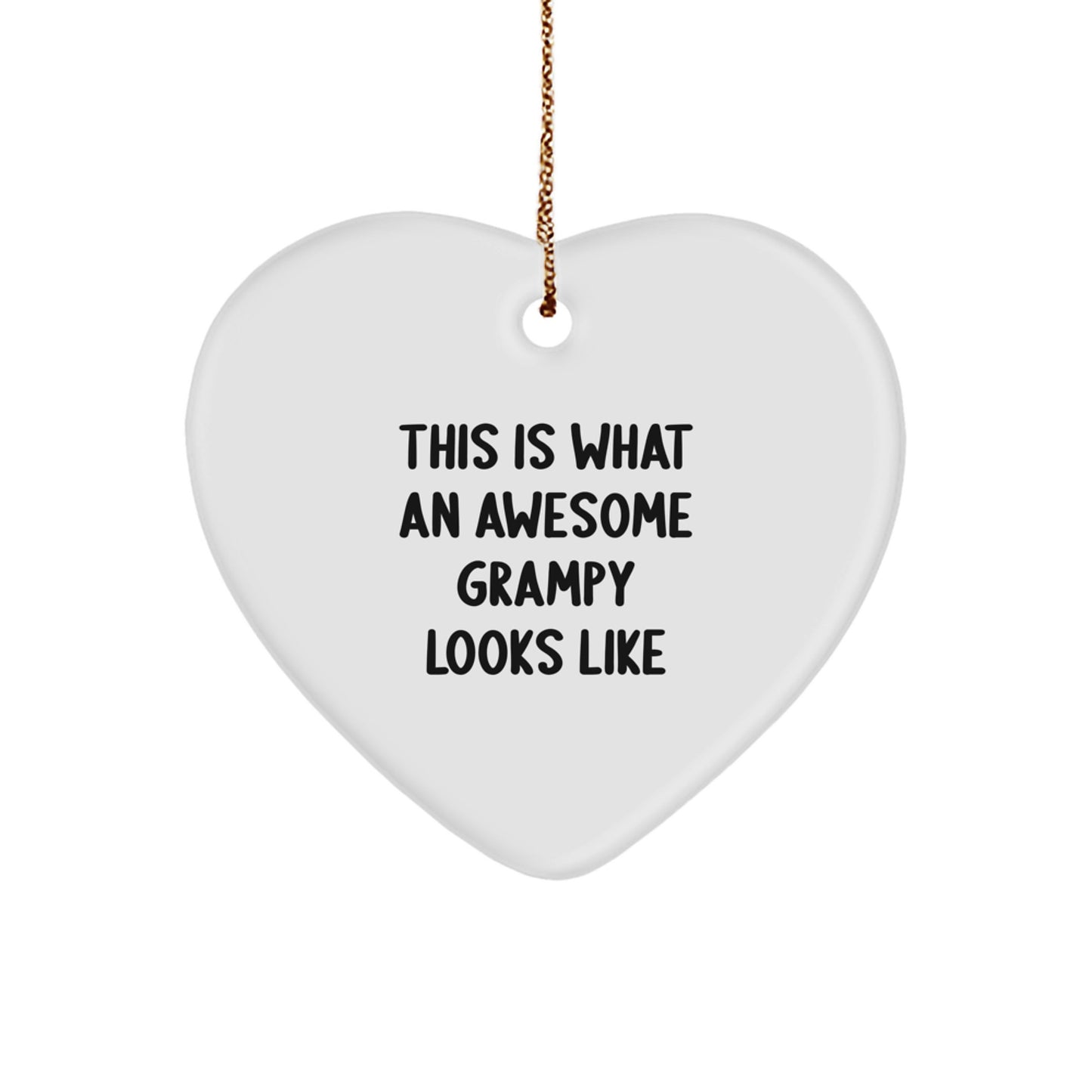 Funny Grampy Gifts for Men - Christmas Heart Ornament with This Is What An Awesome Grampy Looks Like Quote, Gifts from Grandpa to Grampy - Image 1