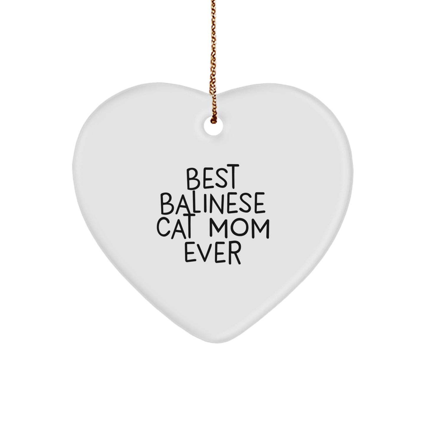 Funny Balinese Cat Mom Gifts for Christmas - Heart Ornament from Friends and Family - Image 1