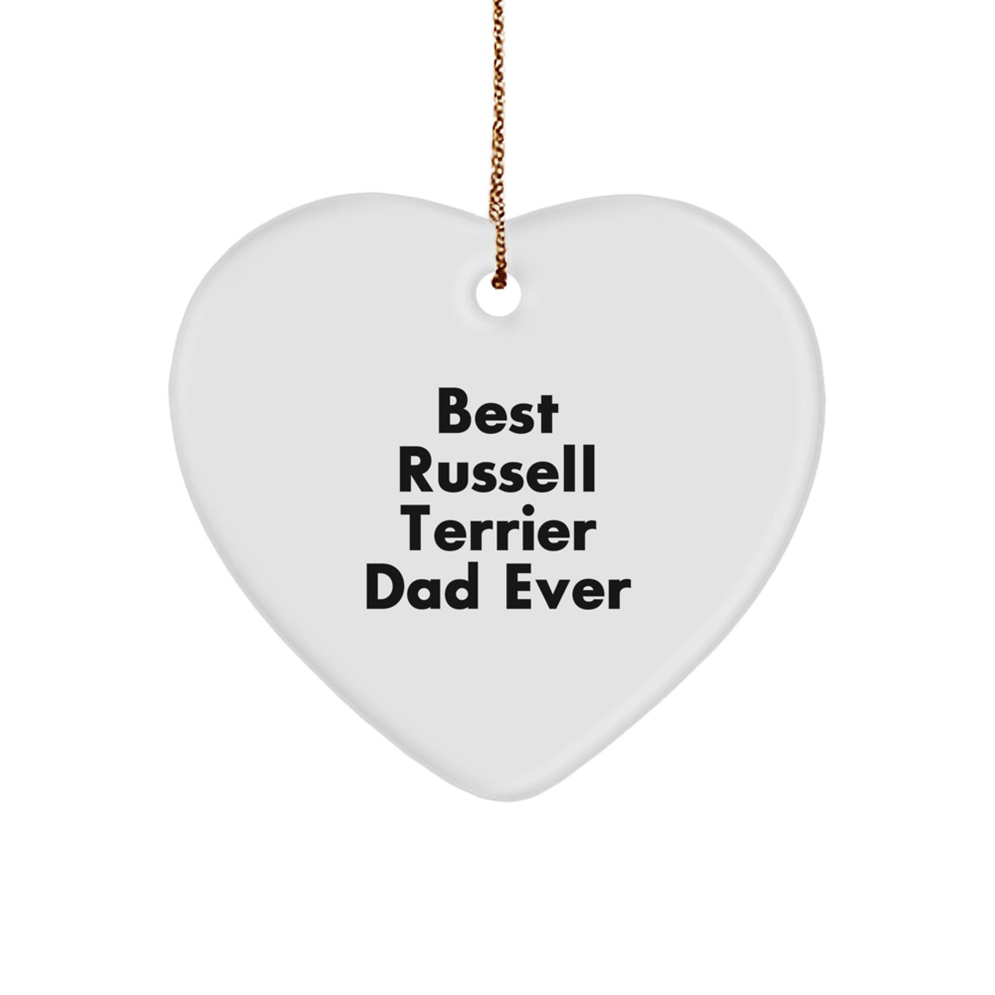 Russell Terrier Dog Lovers Gifts from Men to Friends - Heart Ornament for Best Dad Ever, Christmas Unique Presents for Russell Terrier Dog Owners - Image 1