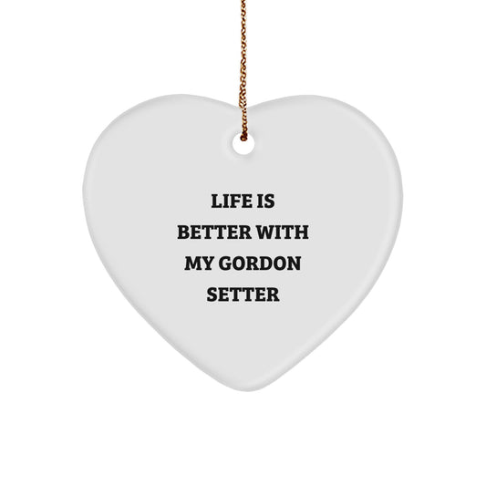 Gordon Setter Dog Gifts for Men from Family, Heart Ornament with 'Life Is Better With My Gordon Setter' Quote, Christmas Unique Present - Image 1