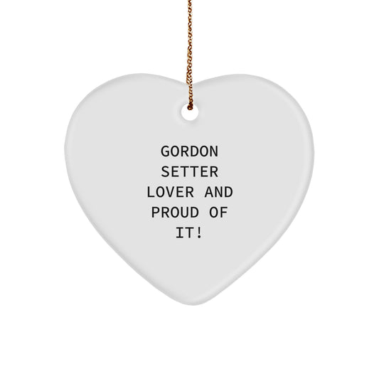 Gordon Setter Dog Lover Gifts from Friends to Family, 'Gordon Setter Lover And Proud Of It!' Heart Ornament for Christmas - Image 1