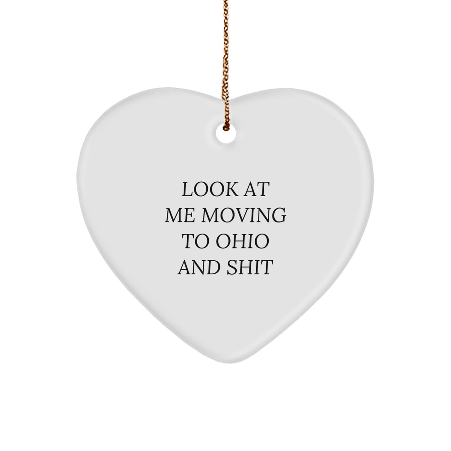 Funny Ohio Gifts for Men, Moving to Ohio and Shit Heart Ornament Christmas Unique Ideas - Image 1