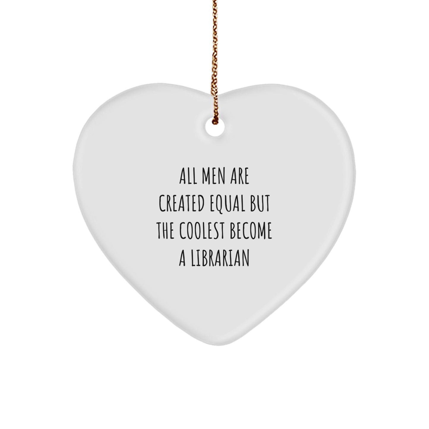 Funny Librarian Gifts for Men - Heart Ornament from Friends and Family, Christmas Unique Presents for Librarians - Image 1