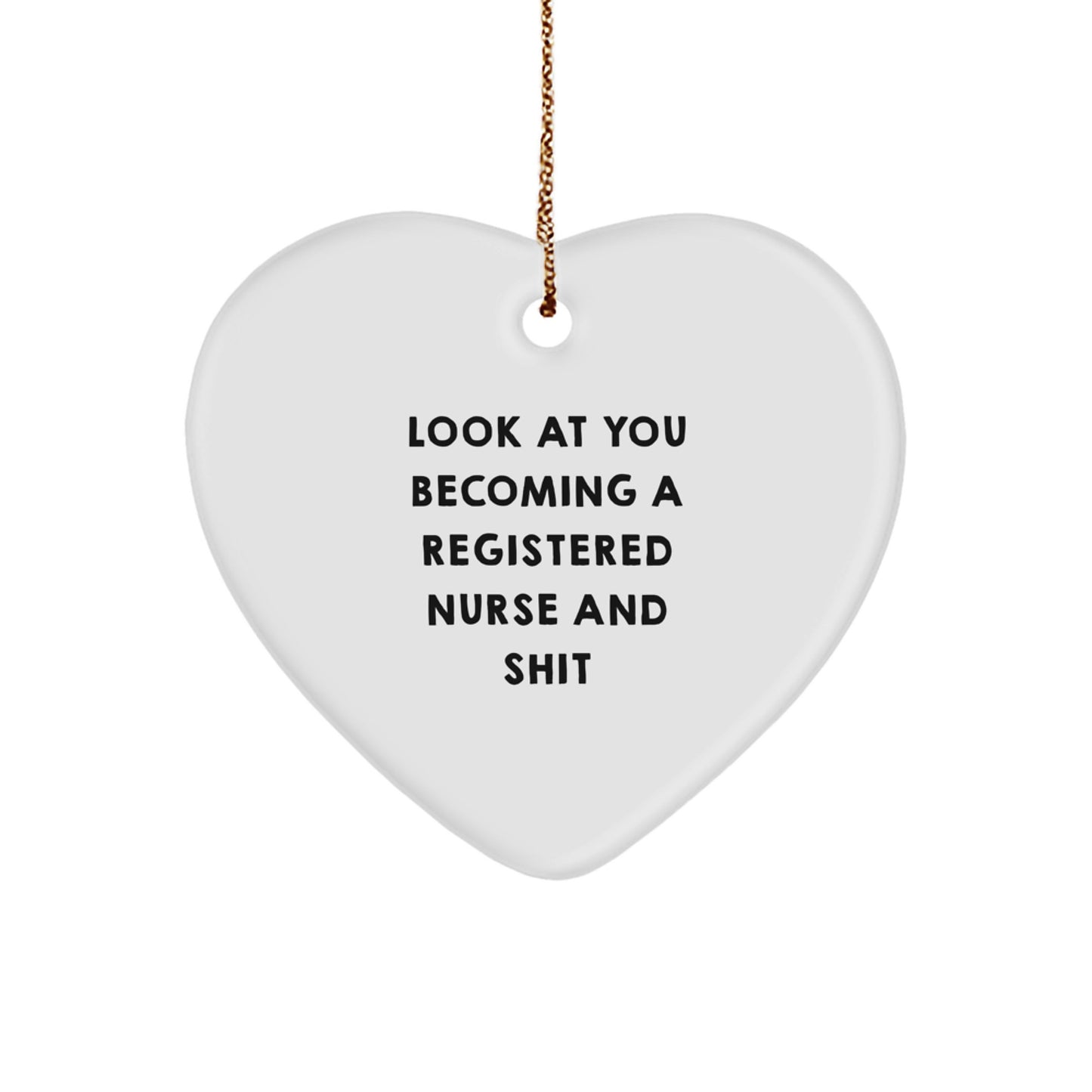Funny Gift for Registered Nurses, Heart Ornament, Look At You Becoming A Registered Nurse And Shit - Image 1