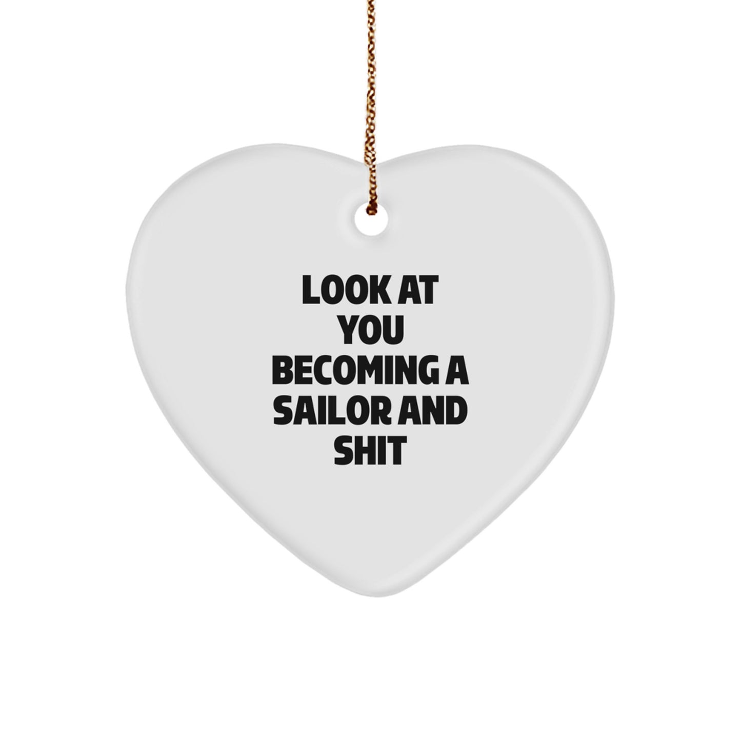 Funny Sailor Gifts from Friends and Family for Christmas Unique Ornaments Heart Shaped White - Image 1