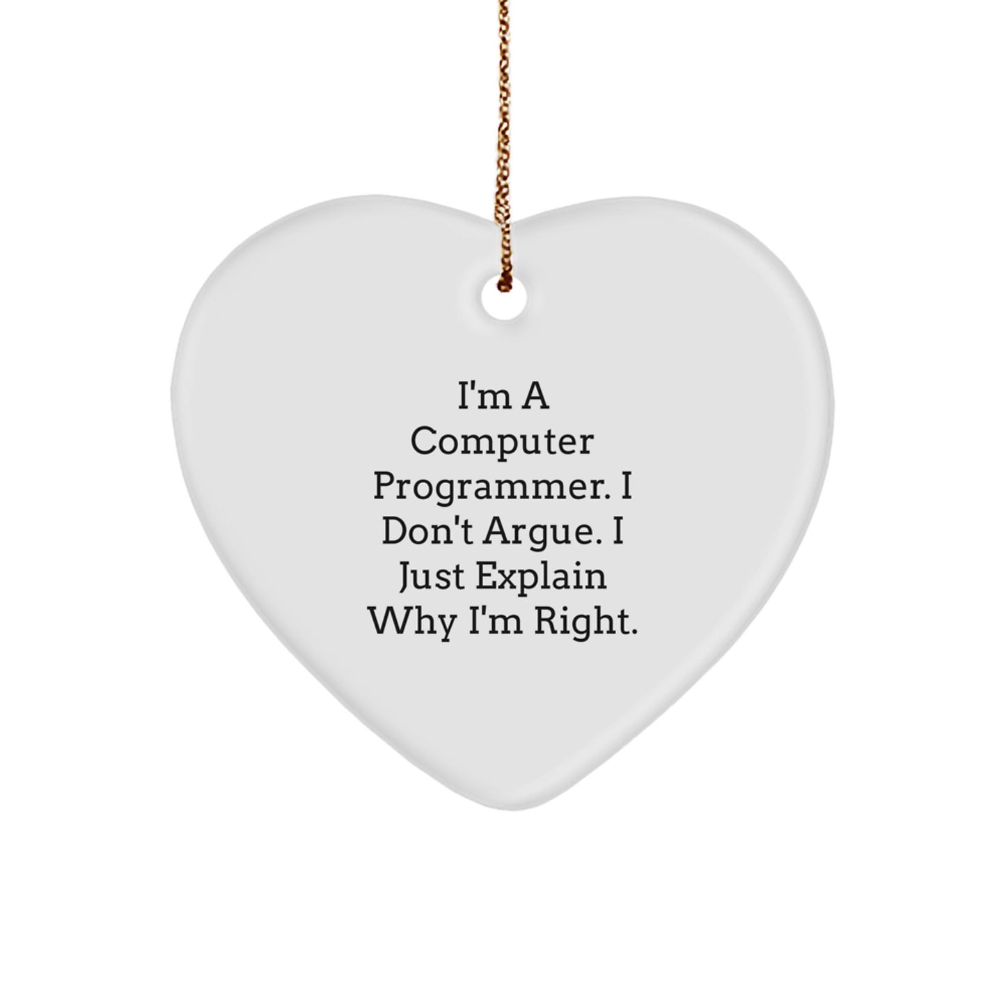 Funny Computer Programmer Gifts from Friends - Heart Ornament for Men, Women, Coworkers, or Family - Inspirational Christmas Unique Gifts - Image 1
