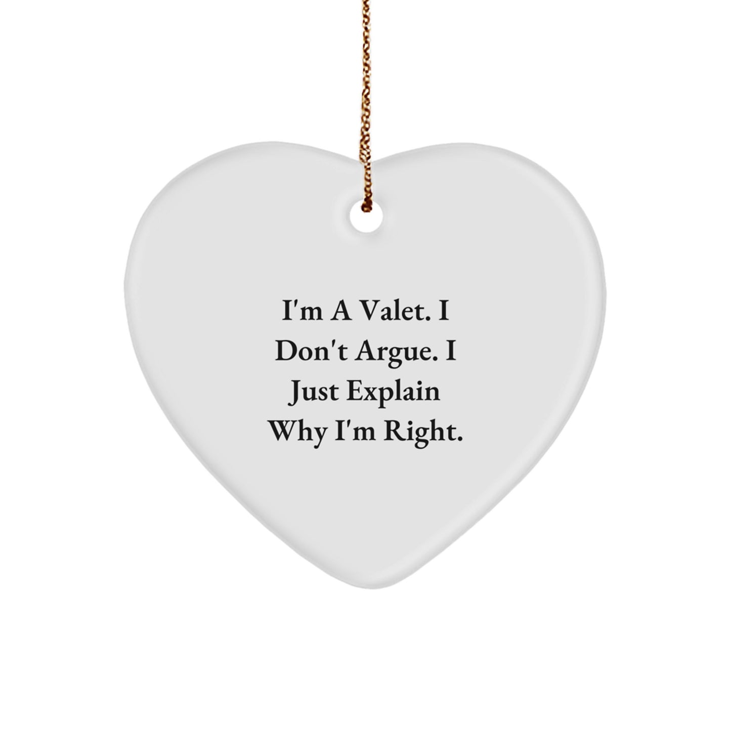 Valet Heart Ornament Funny Quote Gifts for Him from Friends Coworkers - Image 1