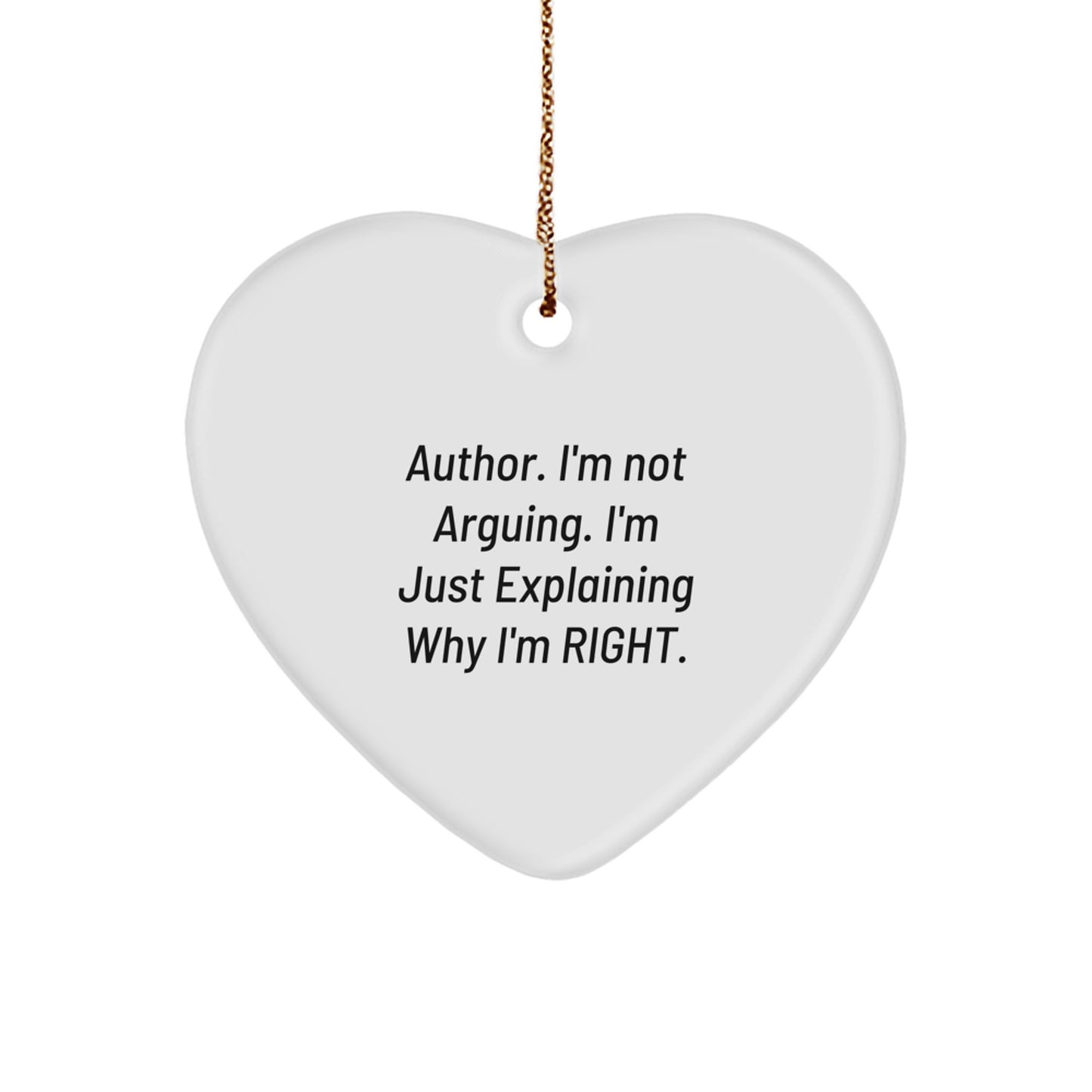 Funny Author Gifts from Men, Inspirational Heart Ornament for Author, Christmas Unique Gifts - Image 1
