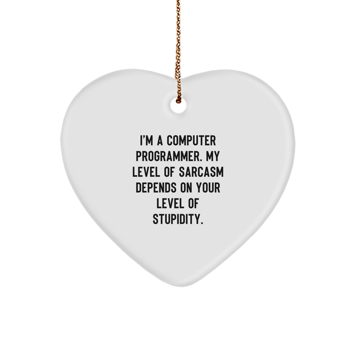 Funny Computer Programmer Gifts from Friends, Heart Ornament for Computer Programmer, I'm A Computer Programmer My Level Of Sarcasm - Image 1