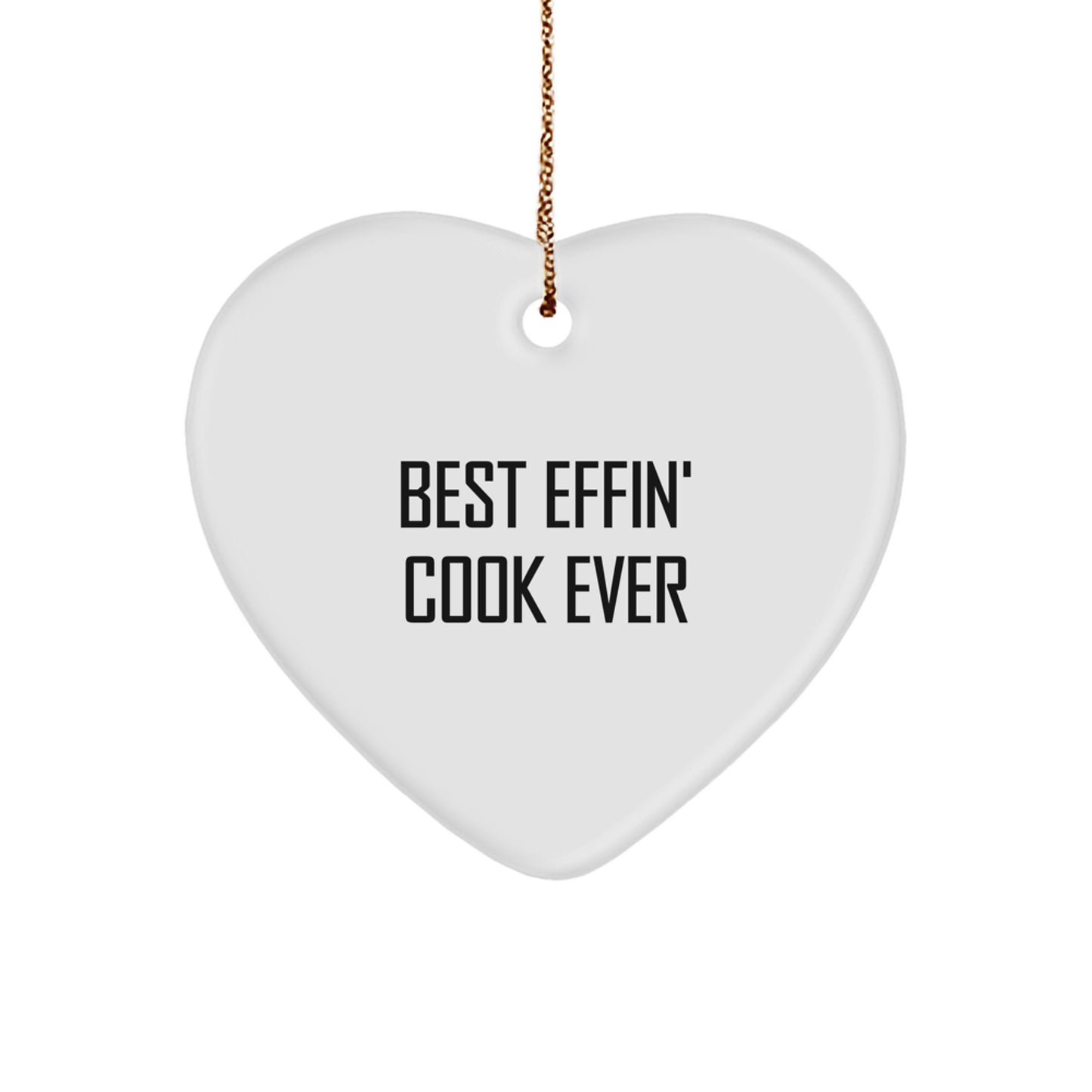 Funny Best Effin' Cook Ever Heart Shaped Ornaments for the Kitchen, Funny Cook Gifts for Men Women Friends Family - Image 1