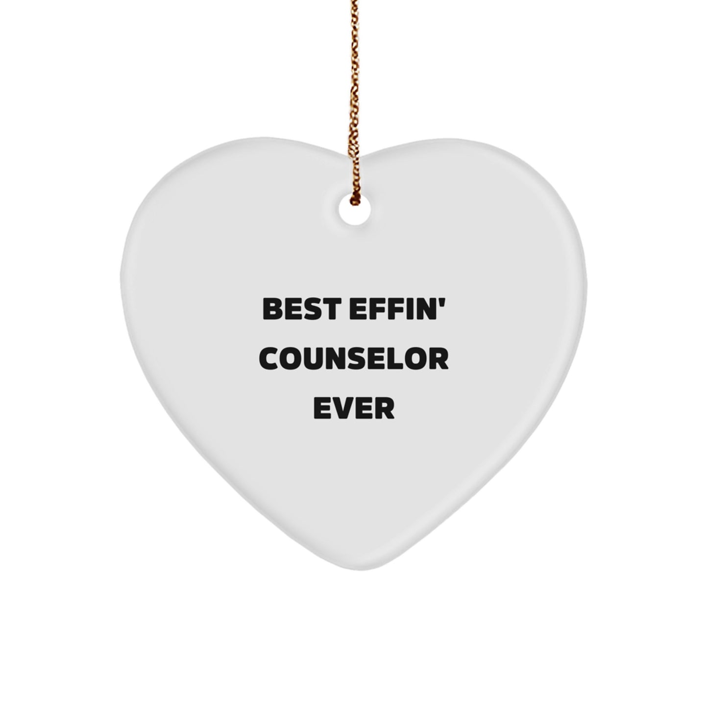 Funny Counselor Gifts from Men, Gifts for Counselor at Christmas, Best Effin' Counselor Ever Heart Ornament - Image 1
