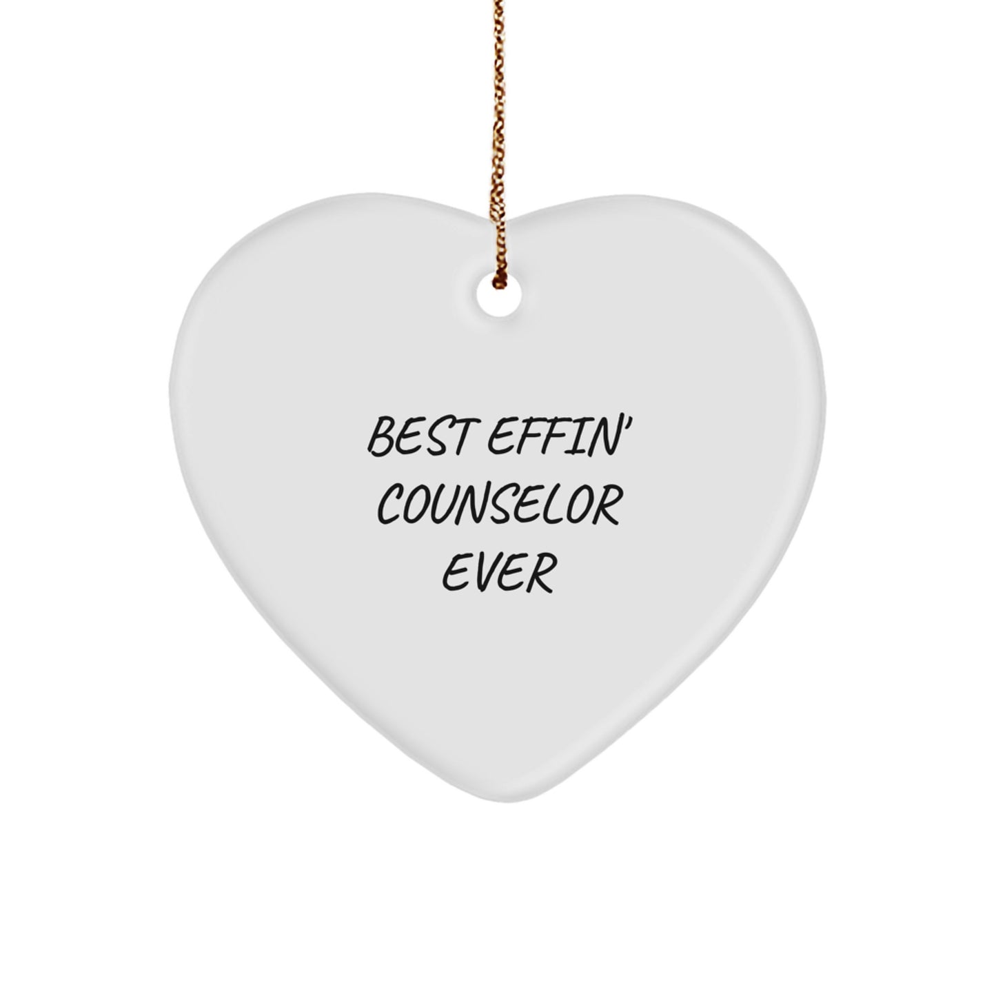 Funny Counselor Gifts from Men - Heart Ornament for Counselor - Best Effin' Counselor Ever - Christmas Unique Decorations - Image 1