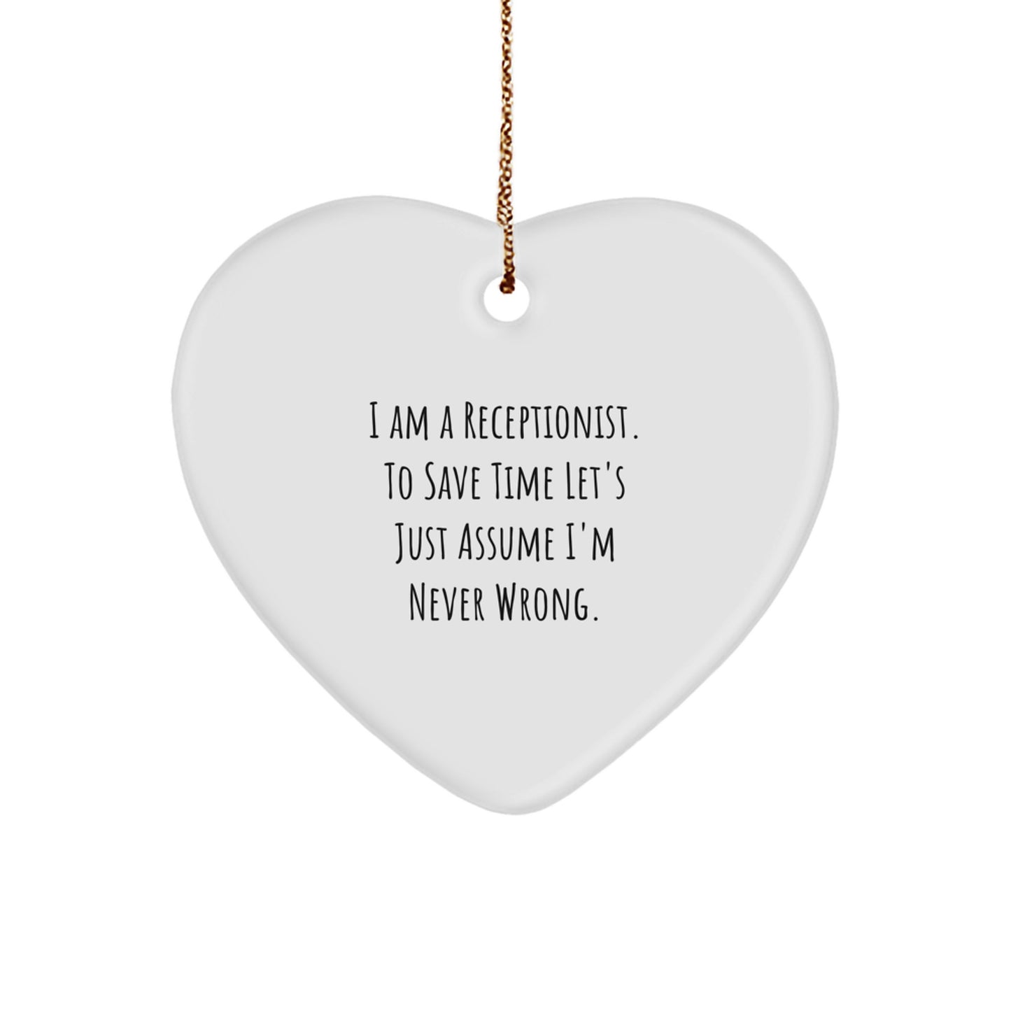 Receptionist Gifts from Family, Funny Heart Ornament, Perfect for Christmas Unique Gifts, Gifts for Receptionist - Image 1