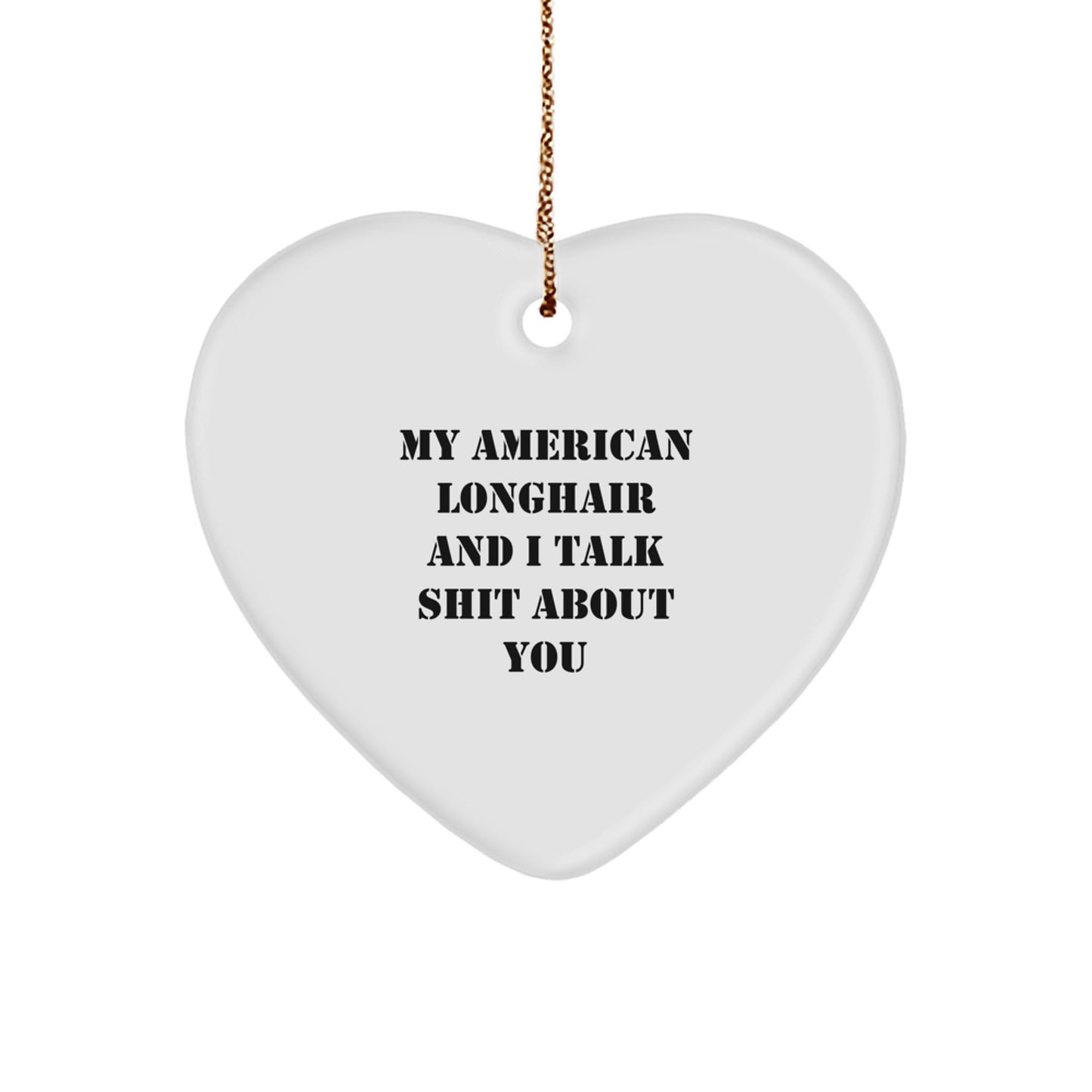 Funny American Longhair Cat Heart Ornaments Gifts from Friends to Family for Christmas Unique Decorations - Image 1