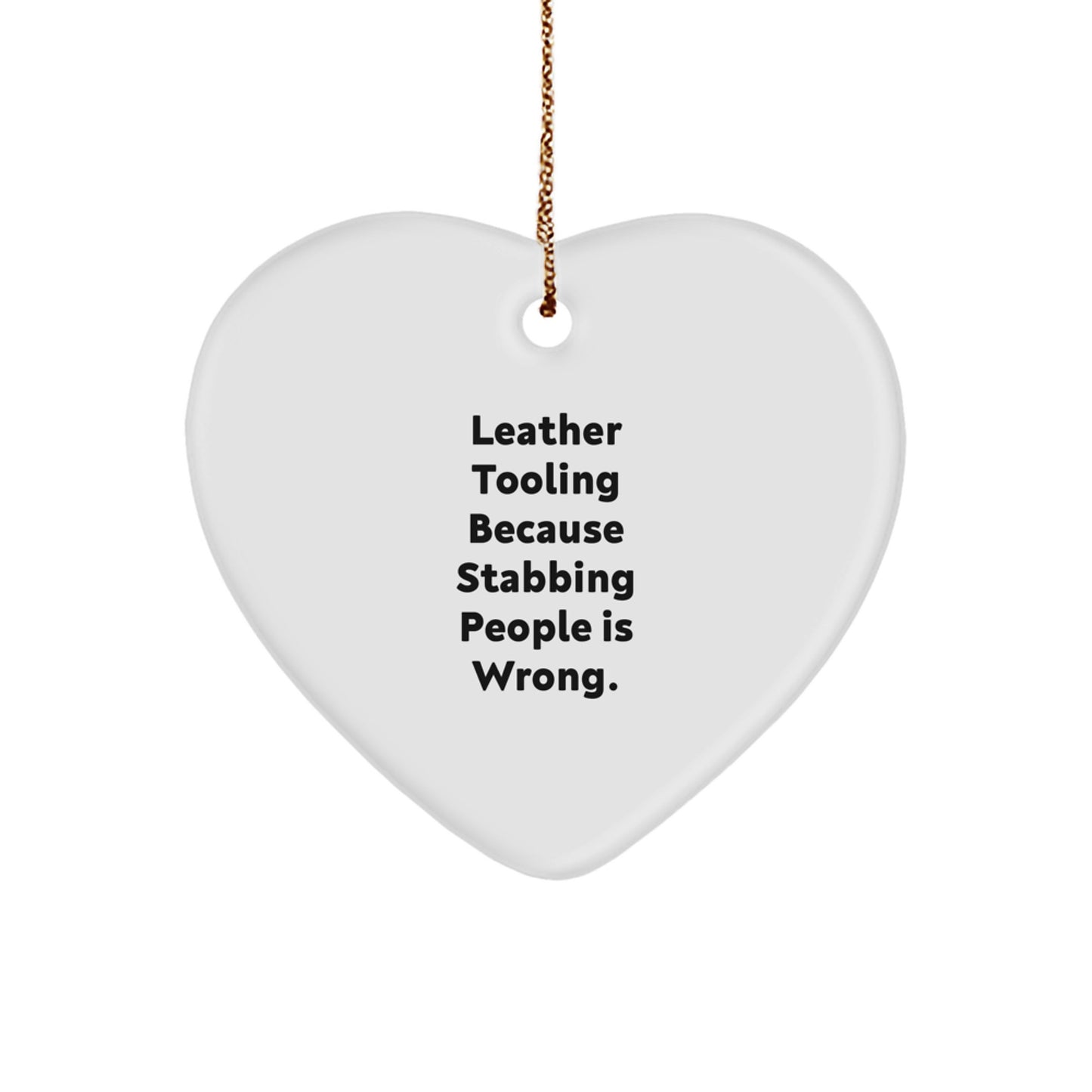 Funny Leather Tooling Heart Ornaments for Christmas Unique Gifts, Handmade with Love, Gifts from Men to Women, Friends, Family, Coworkers - Image 1