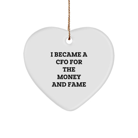 Gifts for CFOs from Friends, Funny CFO Quotes Heart Ornament, Christmas Unique CFO Gifts for CFOs Friends - Image 1
