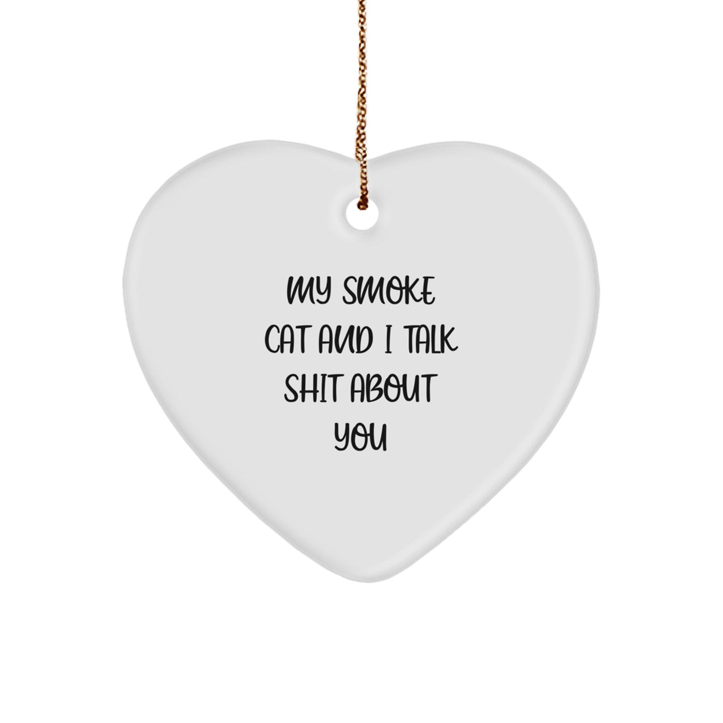 Funny Smoke Cat Heart Ornament Gifts from Men to Best Friends on Christmas - Image 1