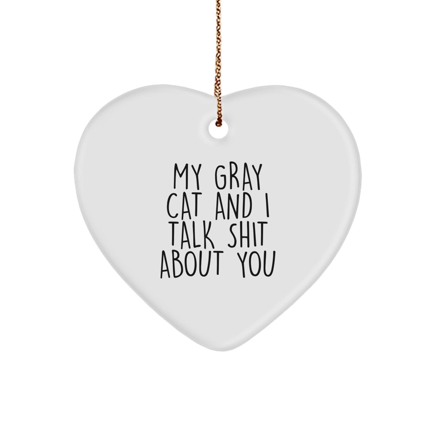 Funny Gray Cat Gifts from Men to Friends Funny Heart Ornament for Gray Cat Lover's Christmas Unique Gifts - Image 1