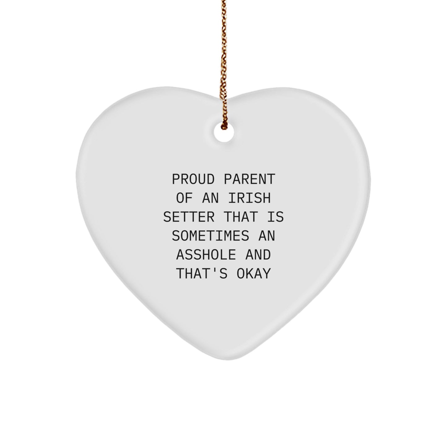 Funny Irish Setter Dog Christmas Unique Gifts from Friends for Men, 'Proud Parent' Heart Ornament - Image 1
