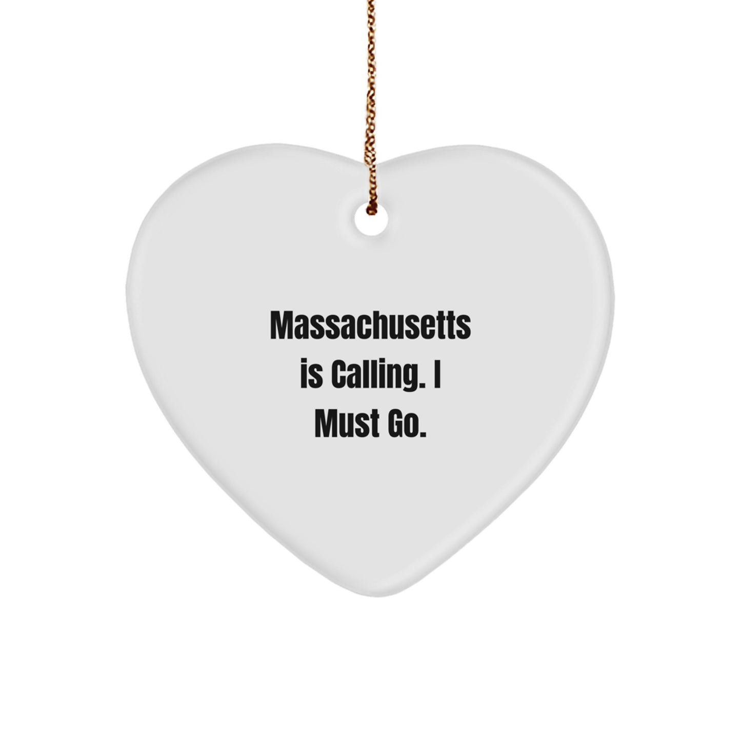 Funny Massachusetts Gifts from Loved Ones - Heart Ornament for Massachusetts Men and Women - Christmas Unique Gifts for Massachusetts Enthusiasts - Image 1