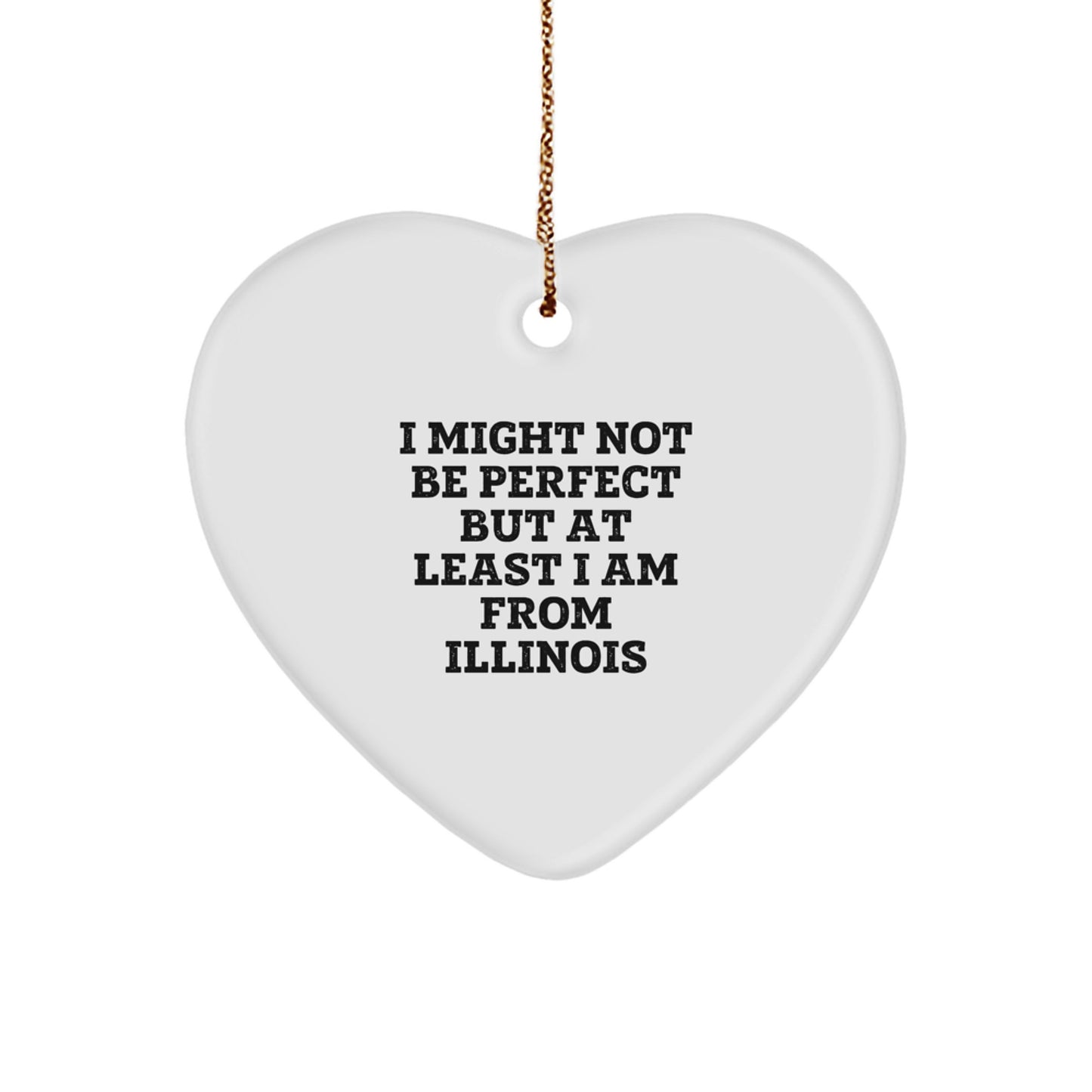 Funny Illinois Heart Ornament Gifts from Men to Women, Friends, or Family, Perfect Christmas Unique Gifts - Image 1