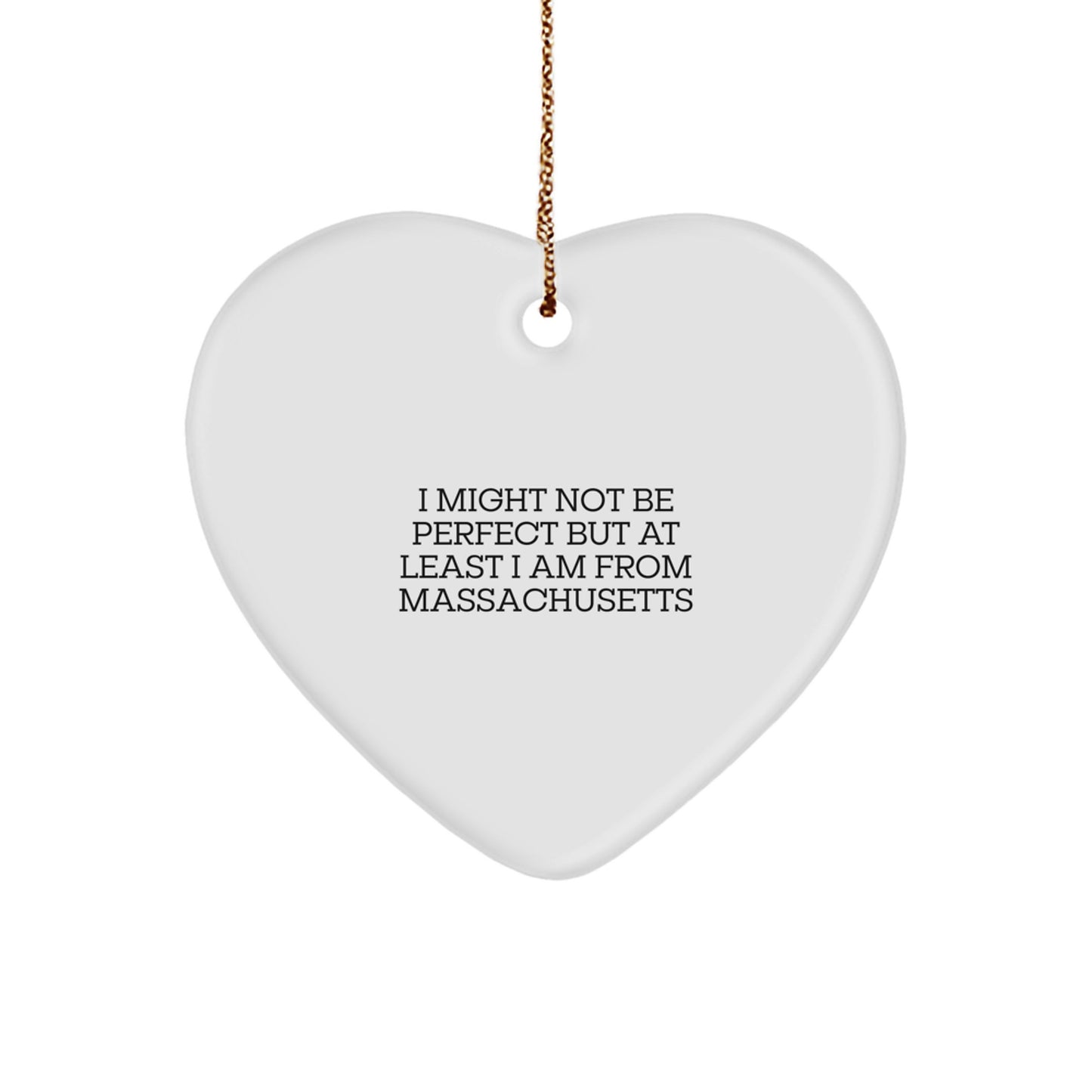 Funny Massachusetts Heart Ornament Gifts from Men to Women in Massachusetts for Christmas - Image 1