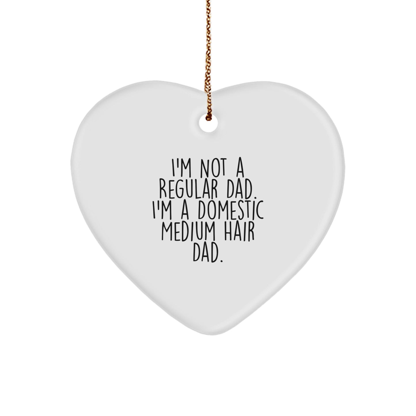 Funny Domestic Medium Hair Cat Dad Gifts for Men from Family, Heart Ornament for Christmas Unique Gifts - Image 1