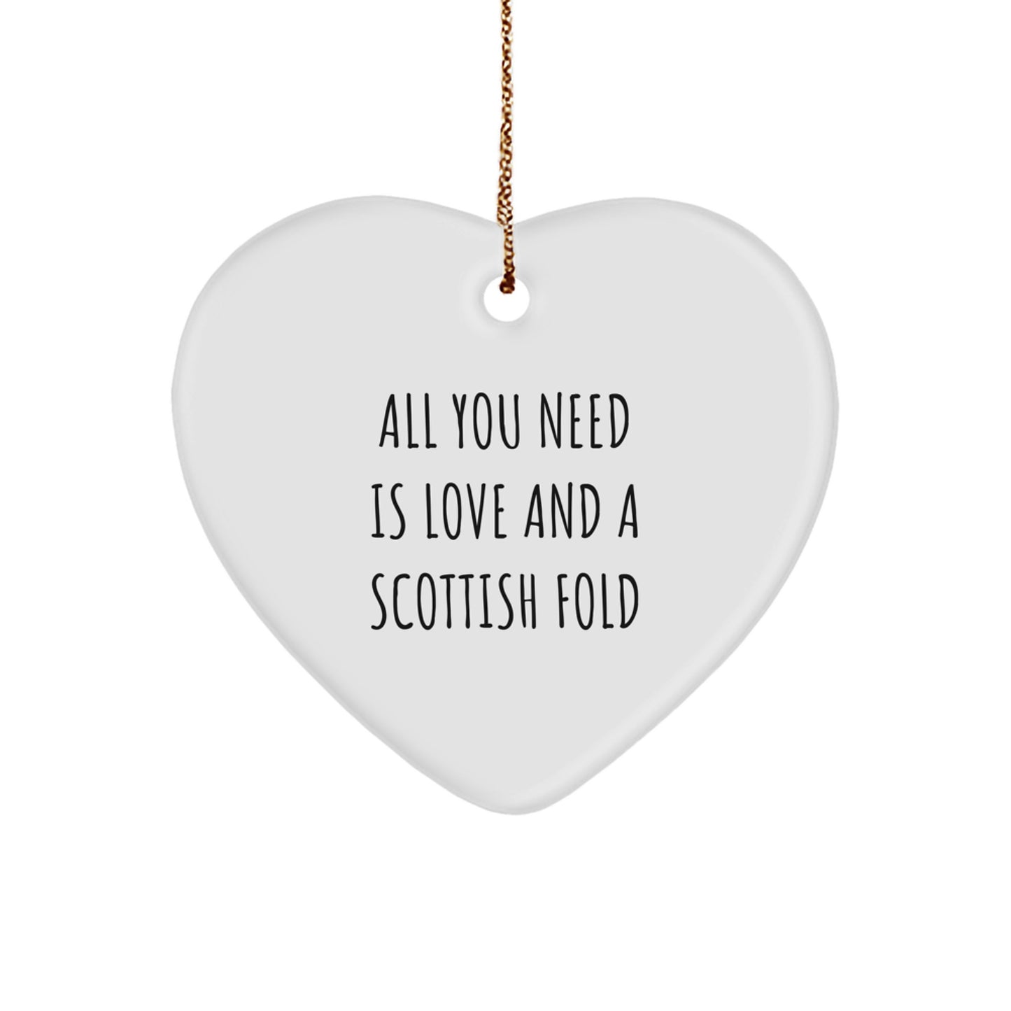Scottish Fold Cat Heart Ornament Gifts from Family, Perfect for Christmas Unique Scottish Fold Cat Lover - Image 1