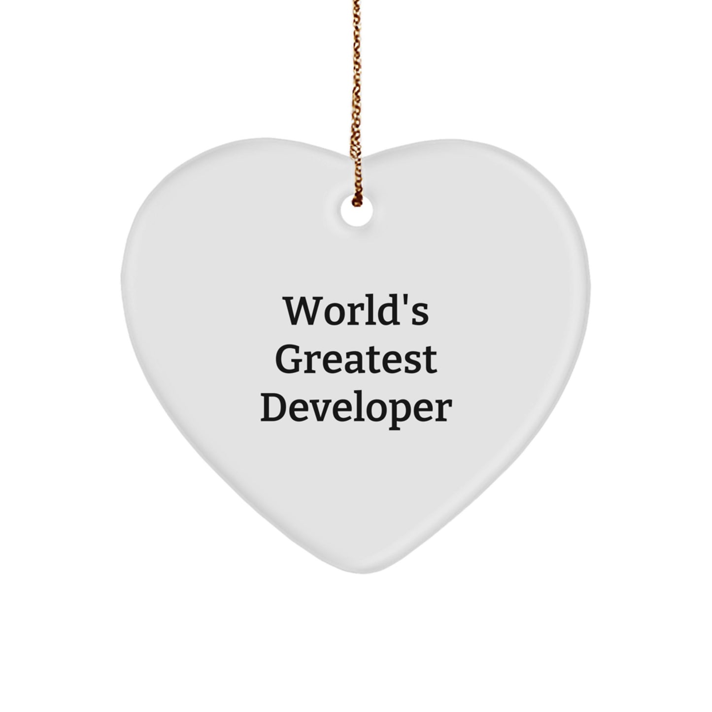 Funny Developer Gifts from Friends - World's Greatest Developer Heart Ornament for Christmas Unique Gifts for Him or Her - Image 1